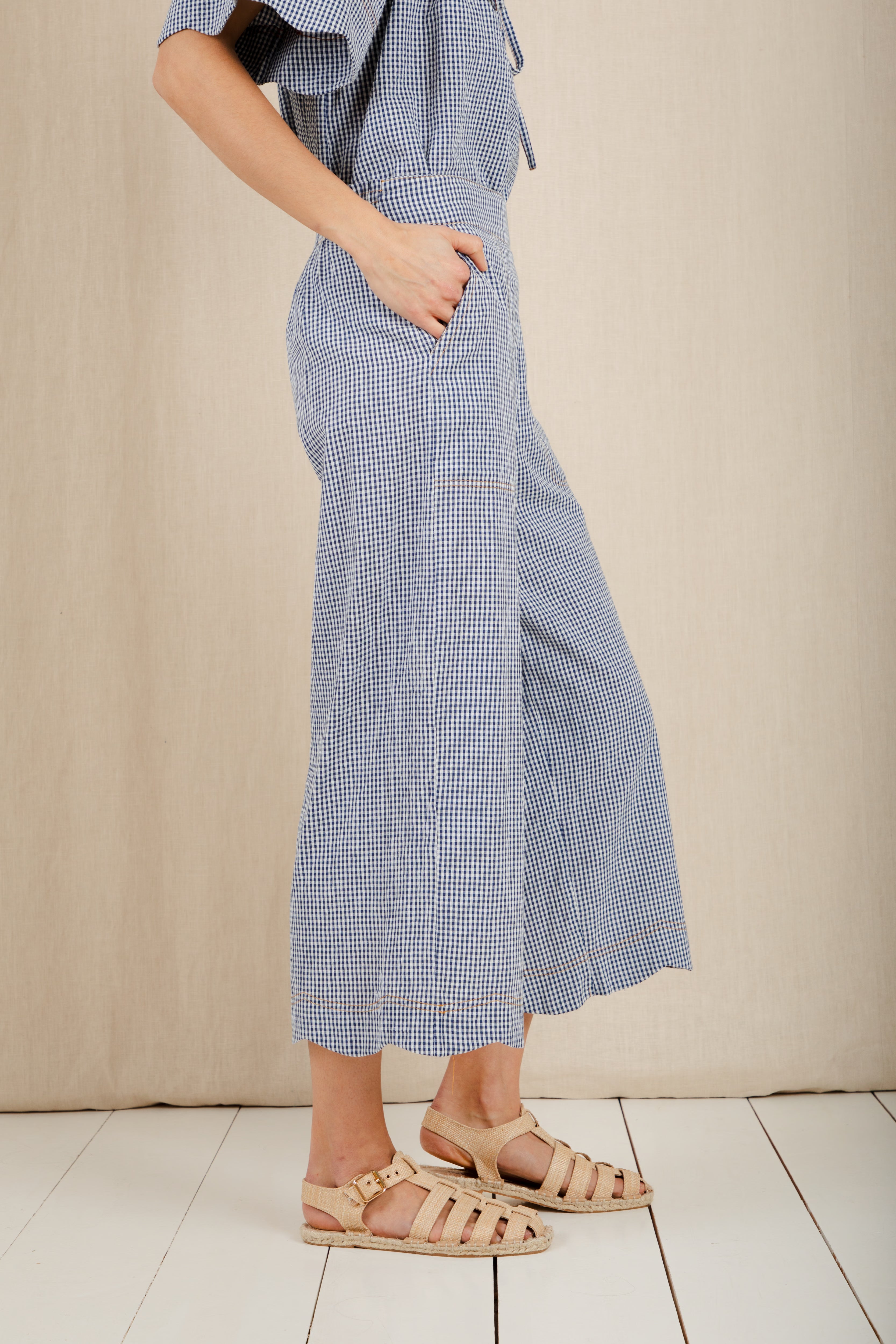 Bonte Aide Trouser - Navy Gingham