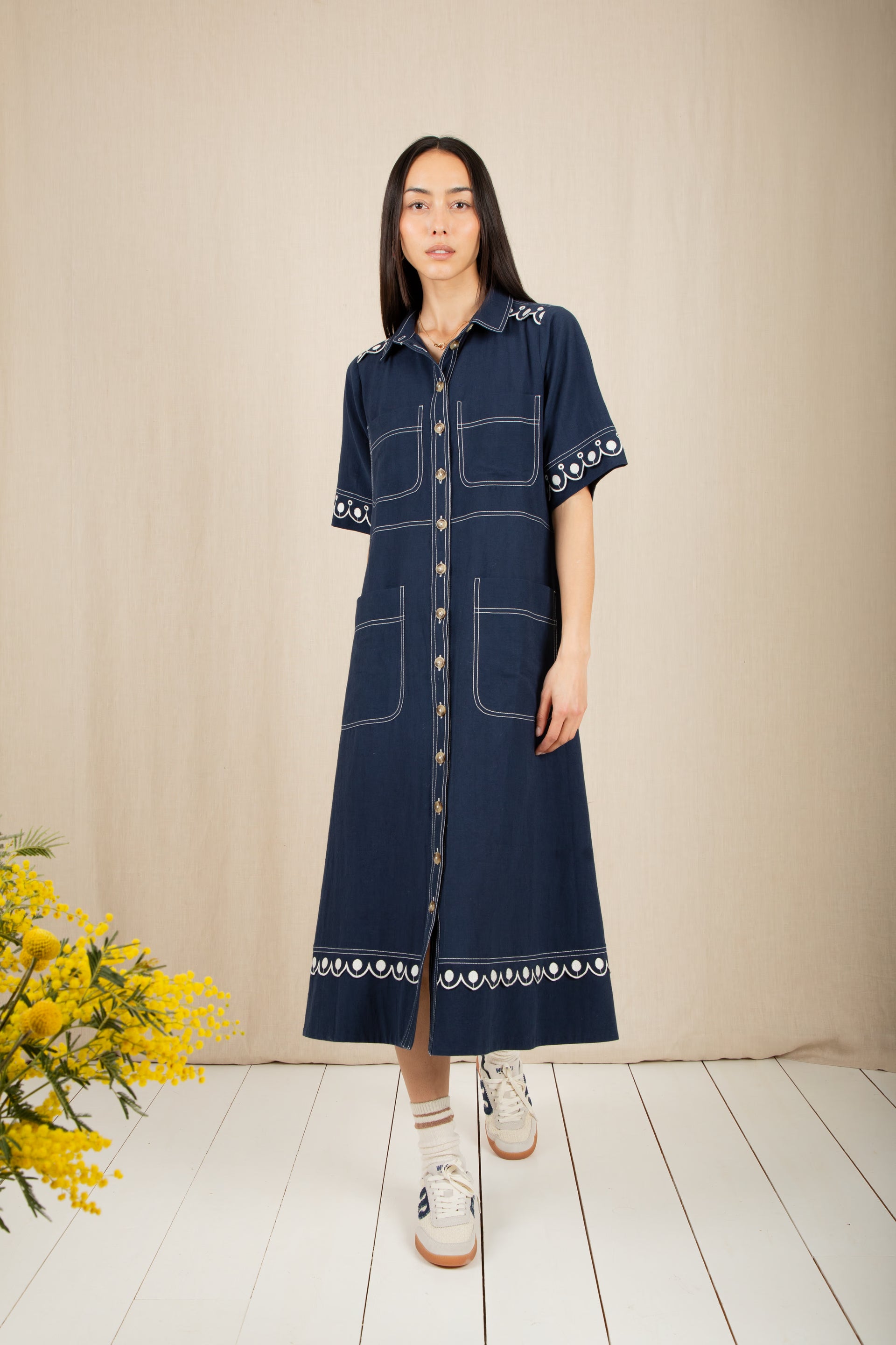 Bonte Andie Dress - Navy – Potters of Buxton