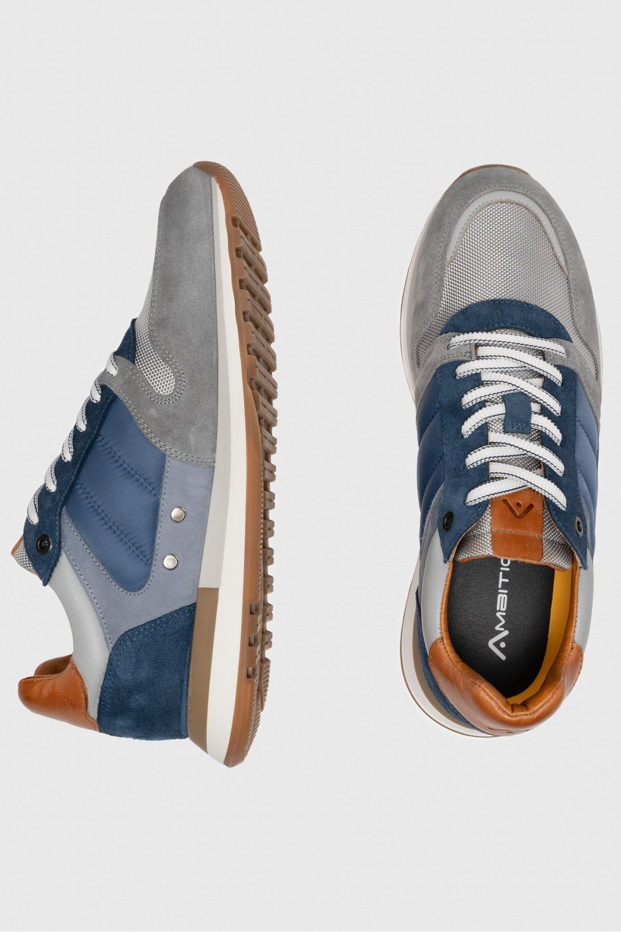 Ambitious Grizz Leather Trainers - Navy Combi