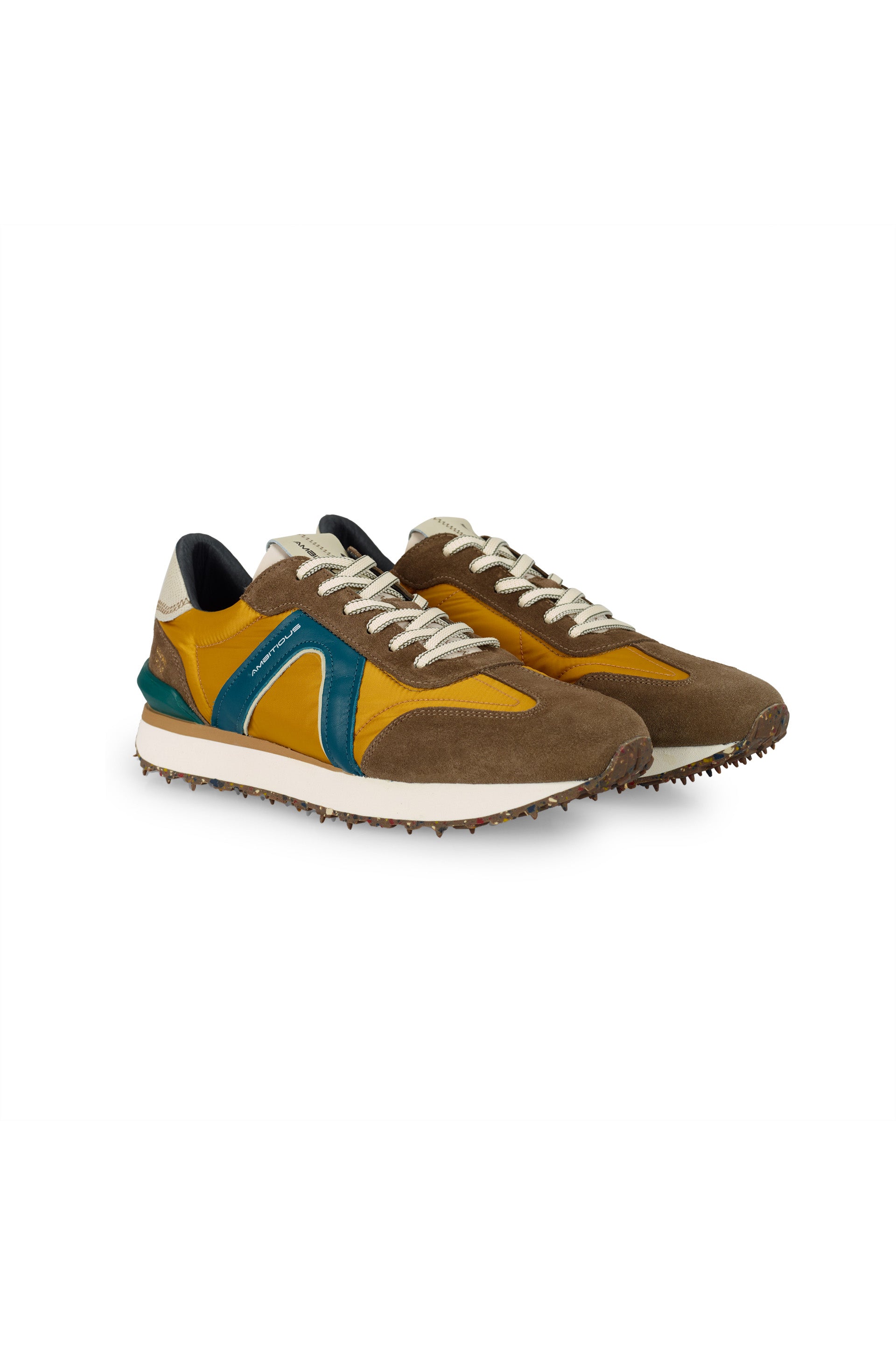 Ambitious Rhome Retro Trainers - Taupe/Yellow