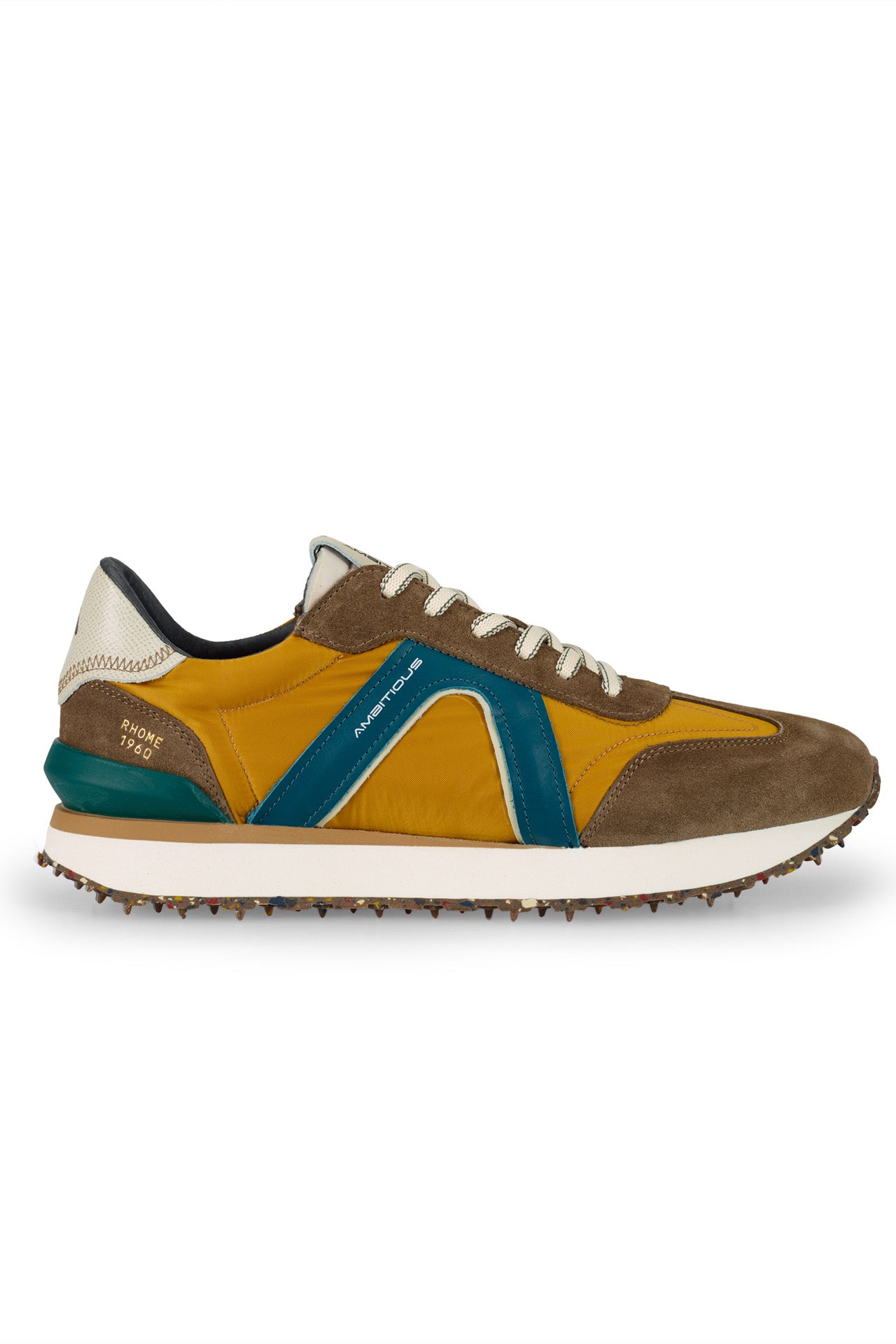 Ambitious Rhome Retro Trainers - Taupe/Yellow