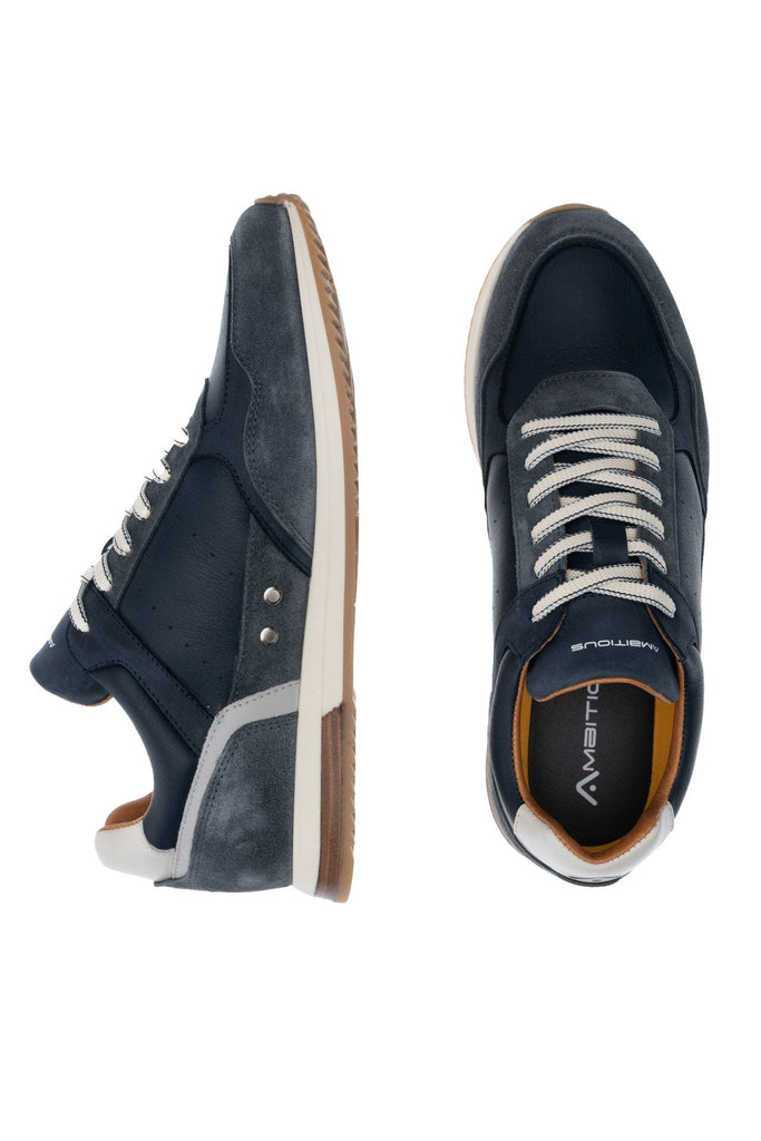 Ambitious Slow Classic Leather/Suede Trainers - Navy Combi