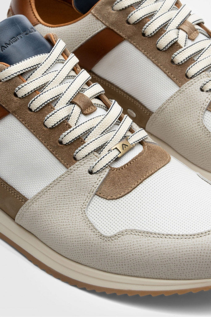 Ambitious Slow Classic Leather/Suede Trainers - Off-White/Camel