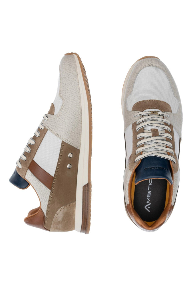 Ambitious Slow Classic Leather/Suede Trainers - Off-White/Camel