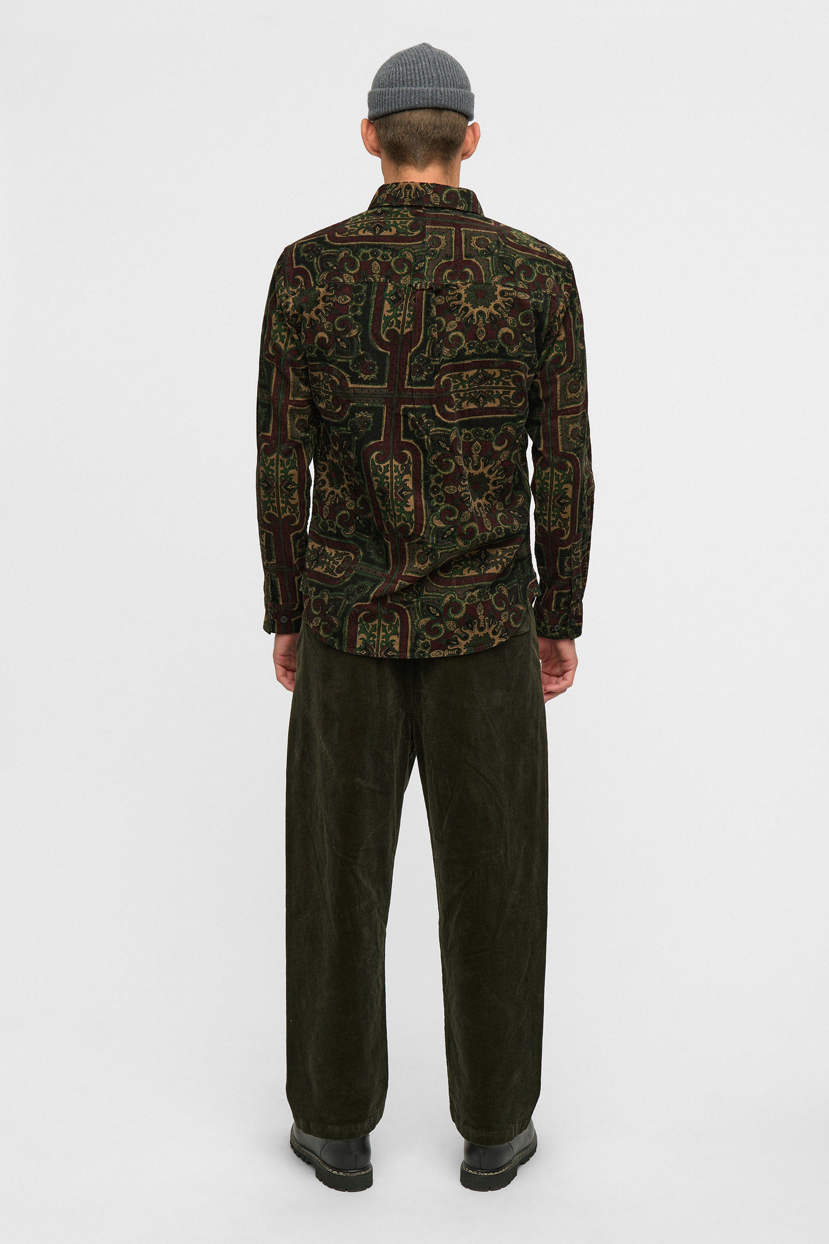 Anerkjendt Leif Cord Jacquard Shirt - Forest Night