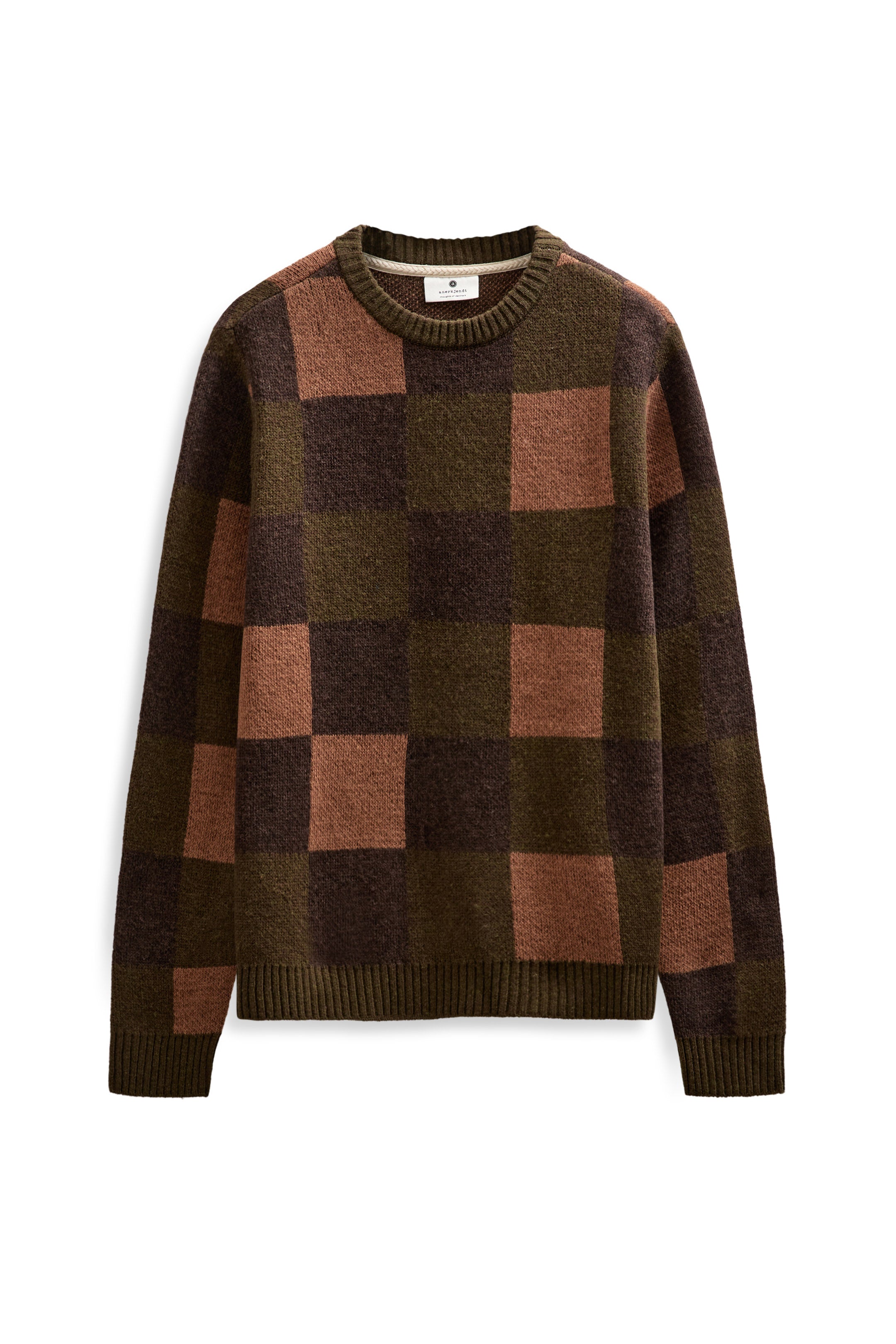 Anerkjendt Sune Check Lambswool Jumper - Forest Night