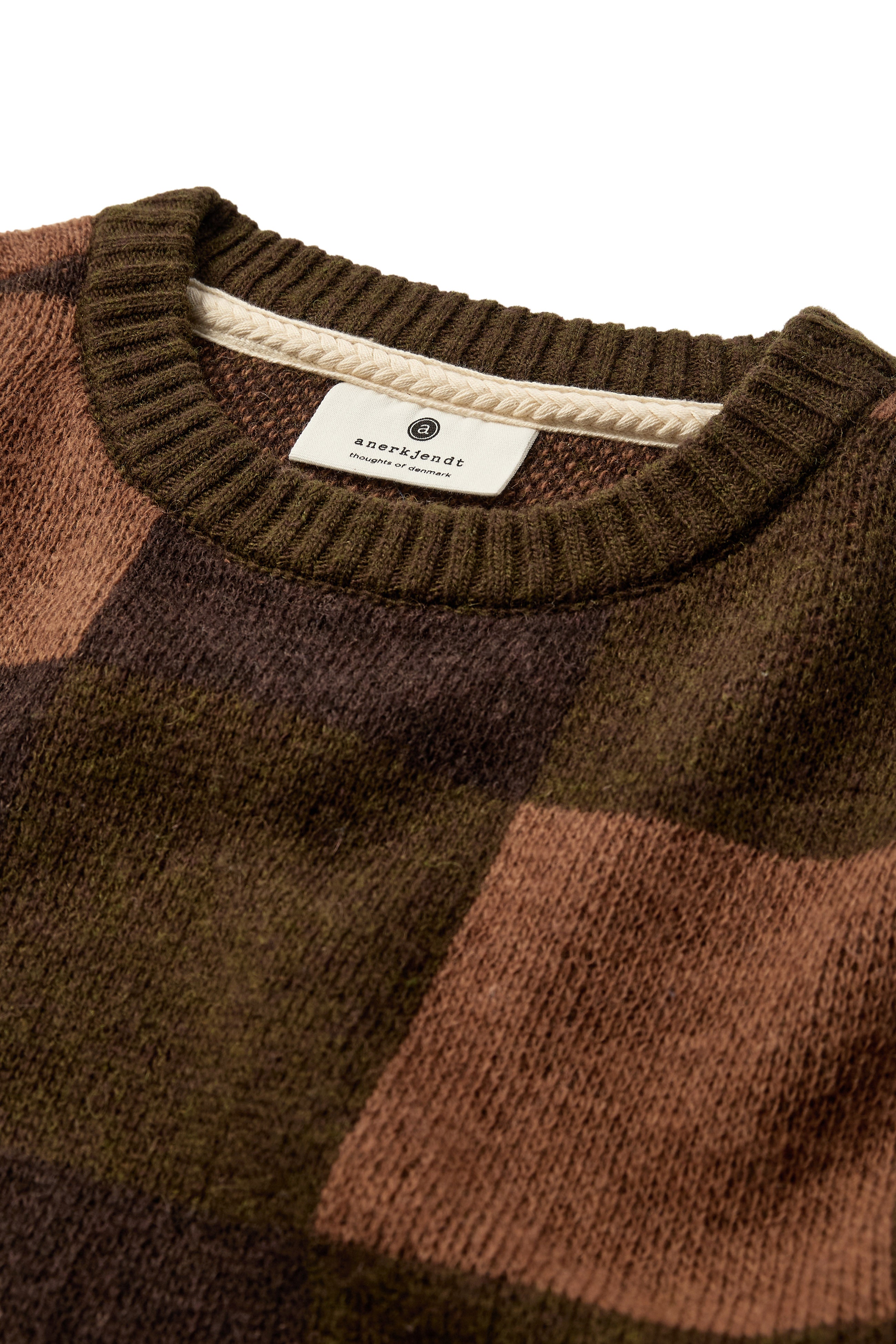 Anerkjendt Sune Check Lambswool Jumper - Forest Night