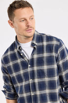 Armor Lux Flannel Check Cotton Shirt - Carreaux Marine Deep/Grey/Mil