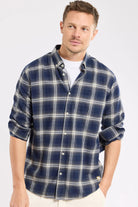 Armor Lux Flannel Check Cotton Shirt - Carreaux Marine Deep/Grey/Mil