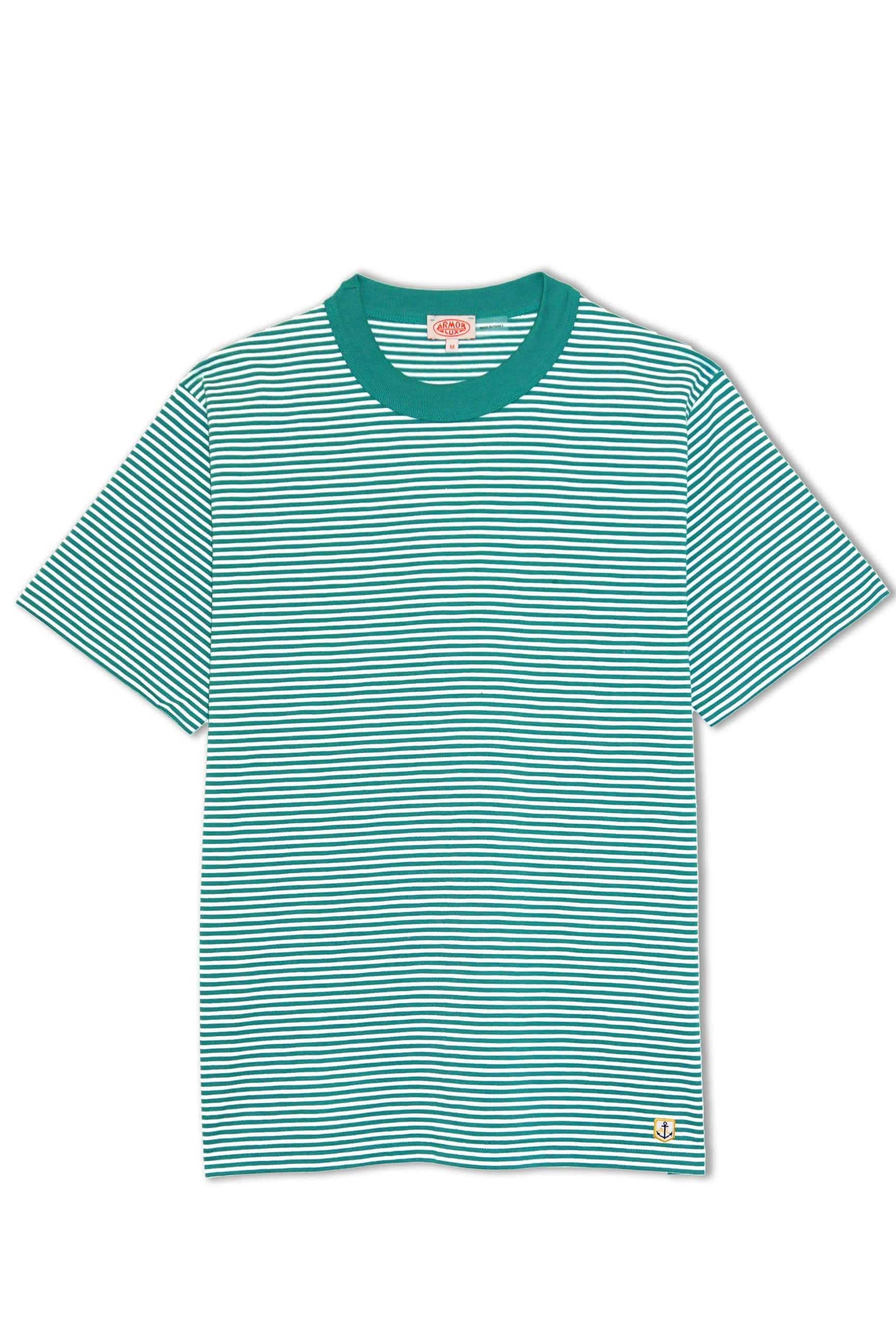 Armor Lux Heritage Stripe T-Shirt - Deep Jungle/Milk