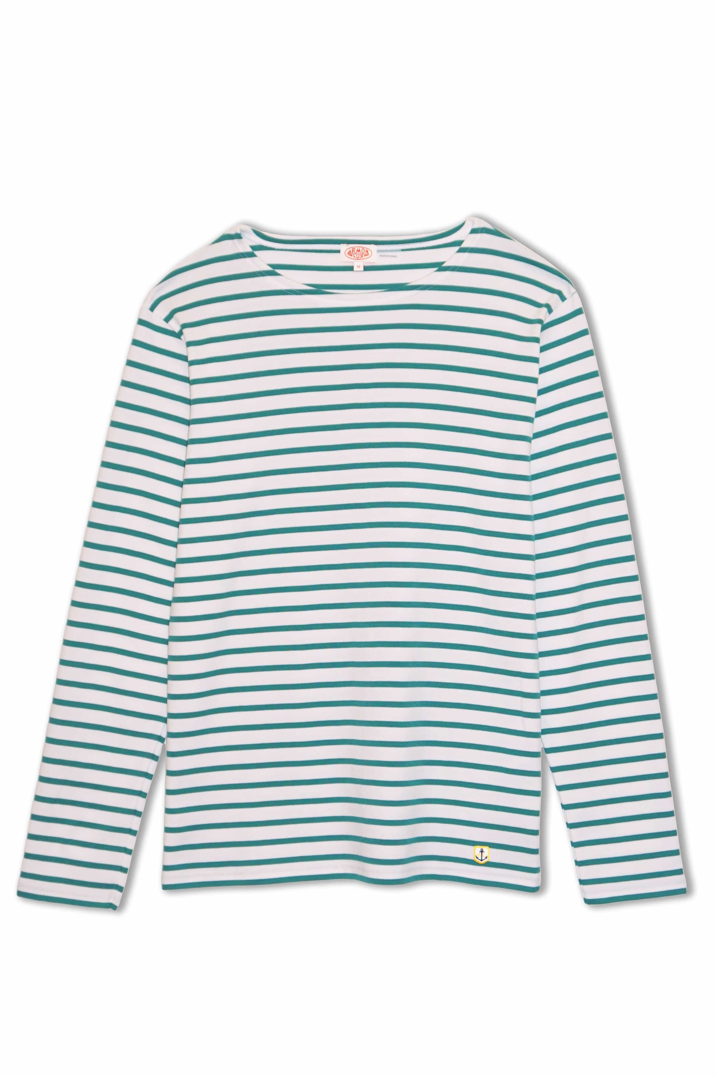 Armor Lux Mariniere Houat Long Sleeve T-Shirt - Milk/Deep Jungle