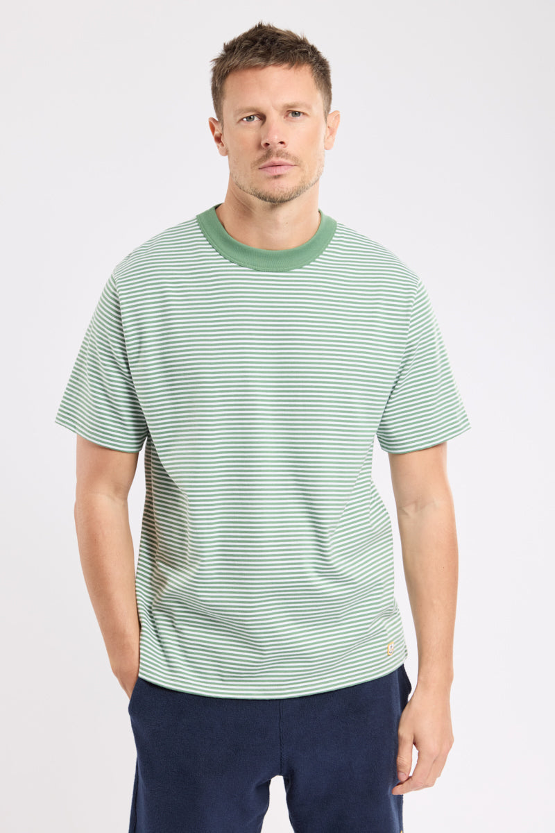 Armor Lux Organic Heritage Stripe T-Shirt - Ivy/Blanc