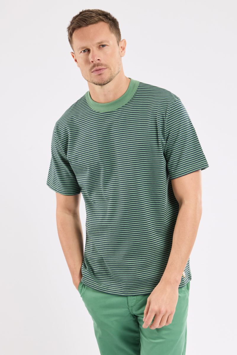 Armor Lux Organic Heritage Stripe T-Shirt - Ivy/Marine Deep