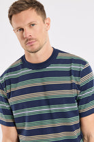 Armor Lux Organic Heritage Stripe T-Shirt - Marine Deep/Ivy/Treehouse