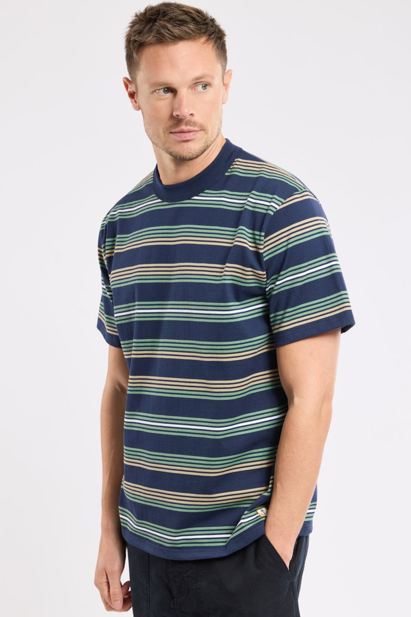 Armor Lux Organic Heritage Stripe T-Shirt - Marine Deep/Ivy/Treehouse