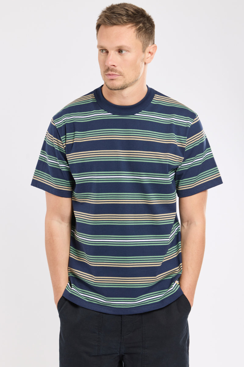 Armor Lux Organic Heritage Stripe T-Shirt - Marine Deep/Ivy/Treehouse