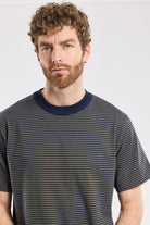 Armour Lux Heritage Striped Organic Cotton T-Shirt - Marine Deep/Chimera