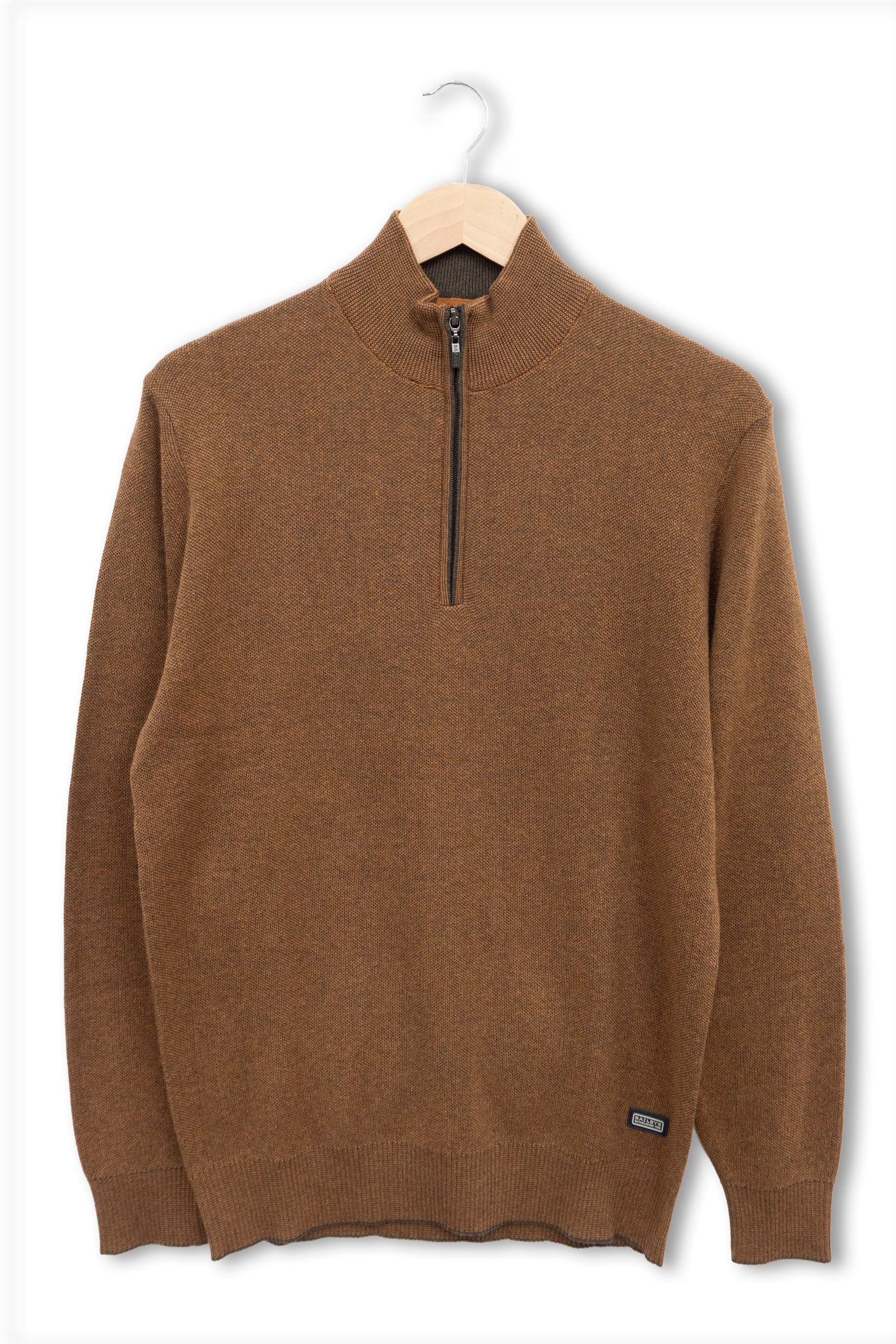 Baileys Quarter Zip Cotton Knit Sweatshirt - Copper