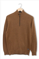 Baileys Quarter Zip Cotton Knit Sweatshirt - Copper