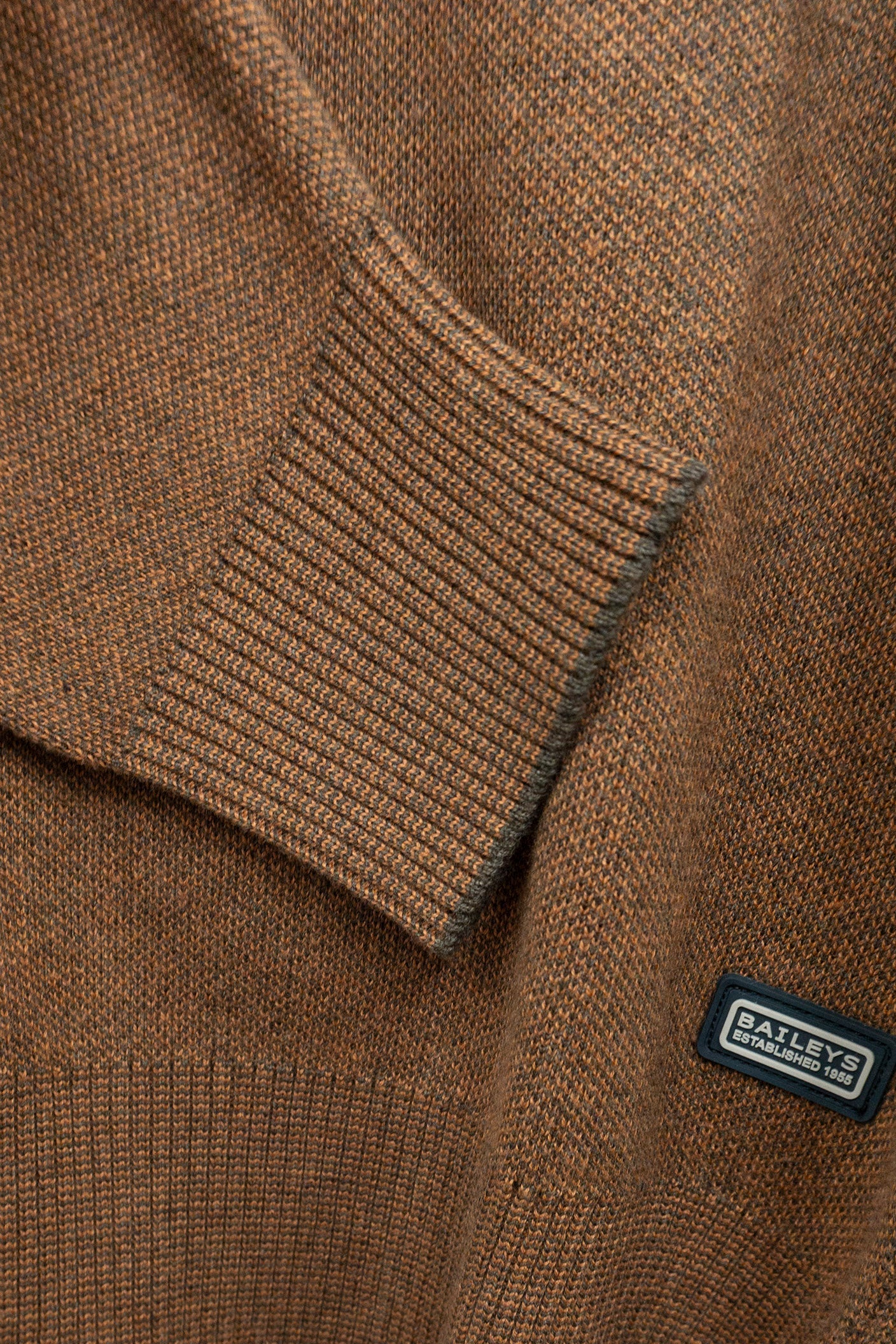 Baileys Quarter Zip Cotton Knit Sweatshirt - Copper