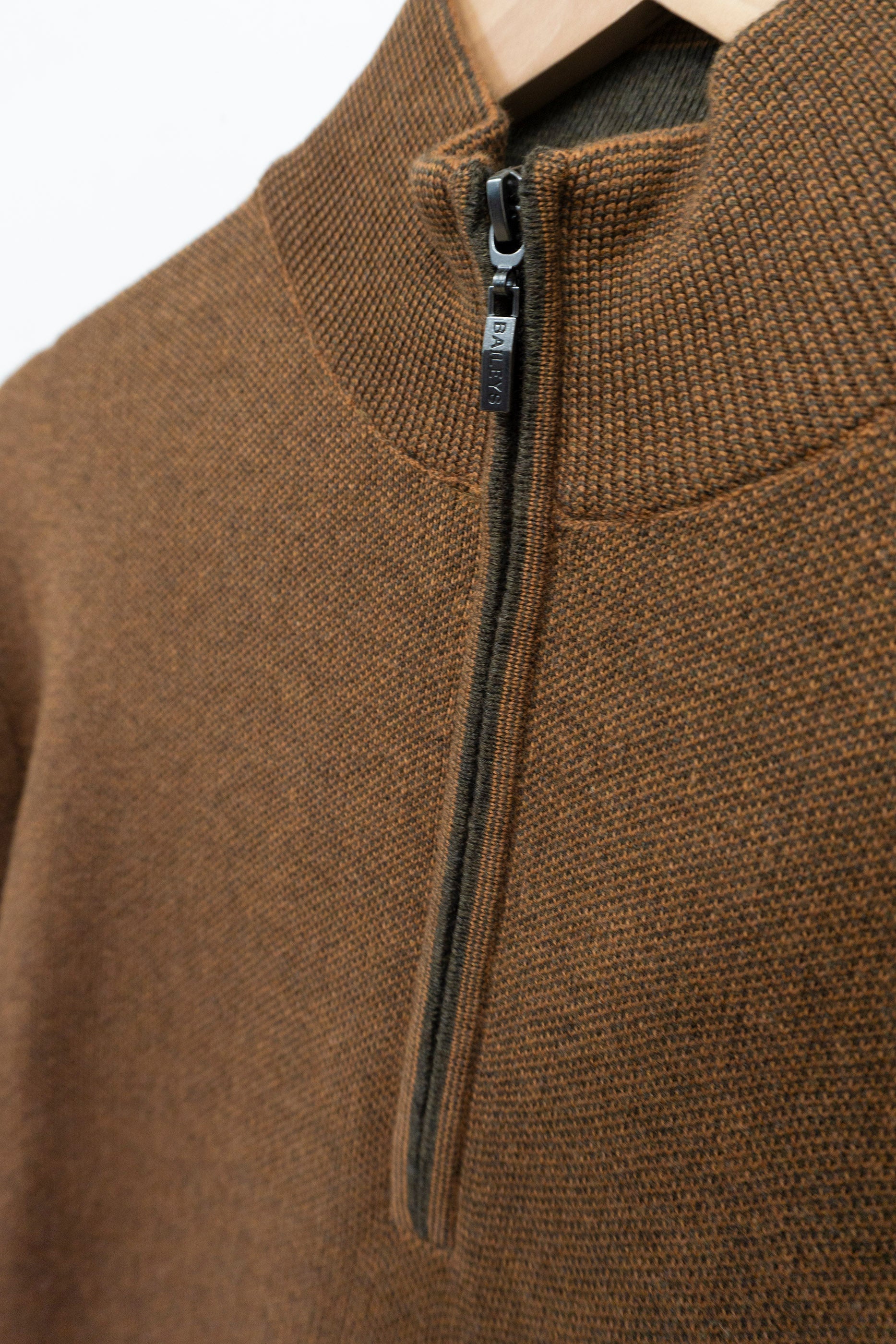 Baileys Quarter Zip Cotton Knit Sweatshirt - Copper