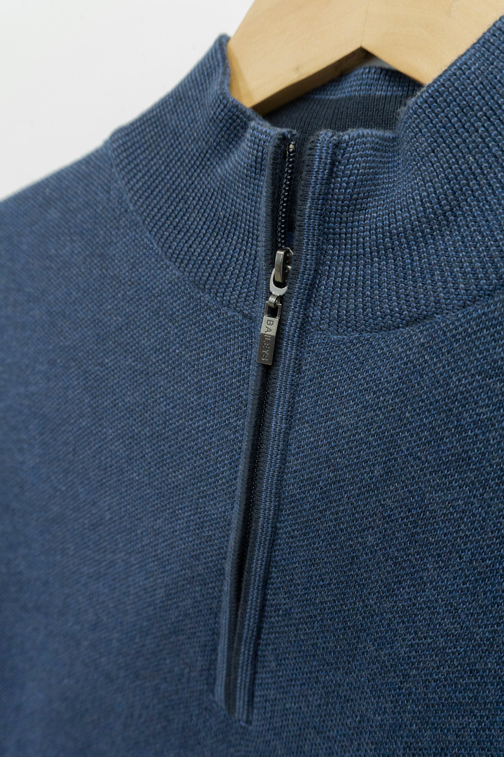 Baileys Quarter Zip Cotton Knit Sweatshirt - Dark Denim