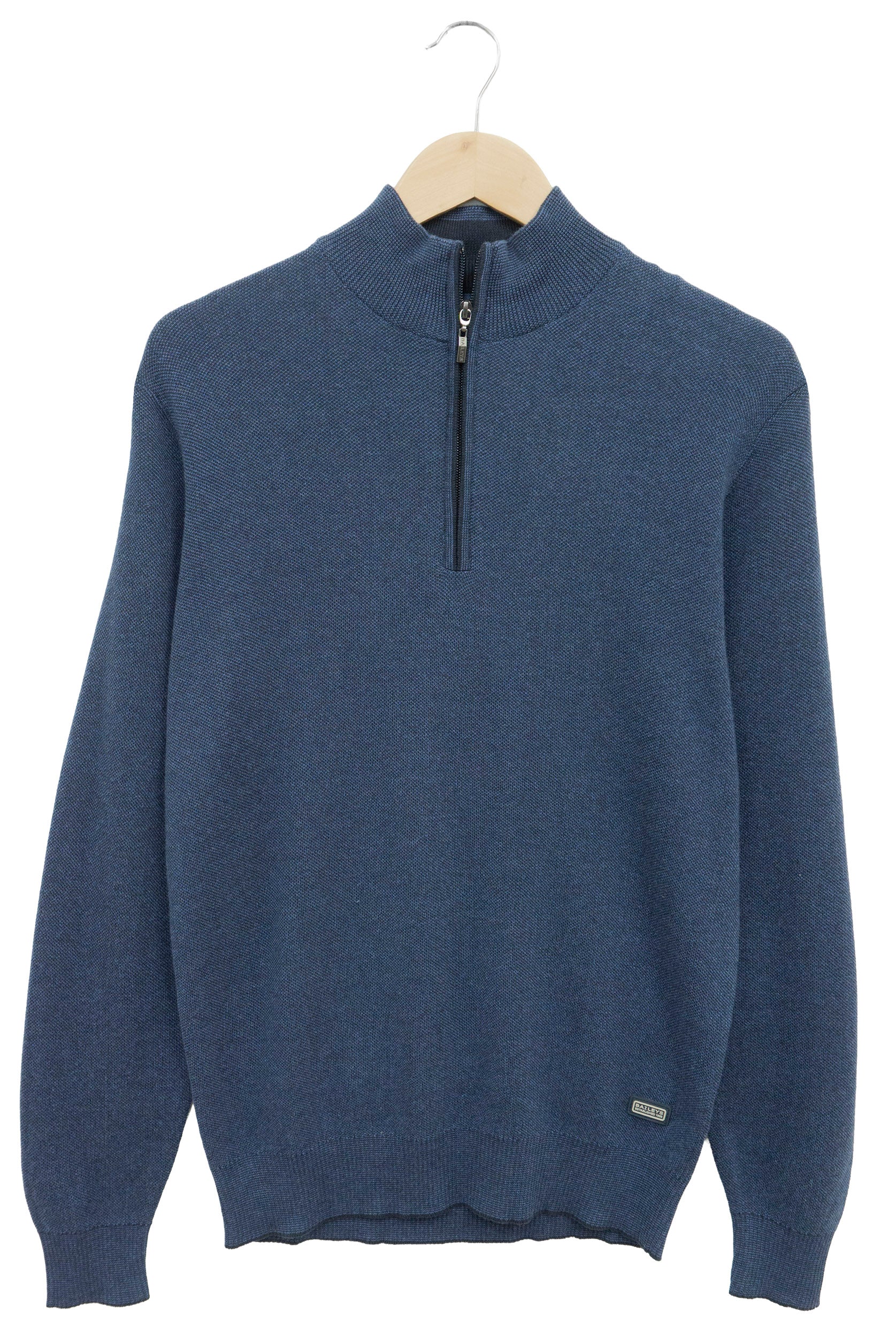 Baileys Quarter Zip Cotton Knit Sweatshirt - Dark Denim