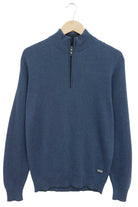 Baileys Quarter Zip Cotton Knit Sweatshirt - Dark Denim