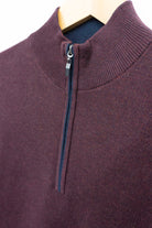 Baileys Quarter Zip Cotton Knit Sweatshirt - Deep Mauve