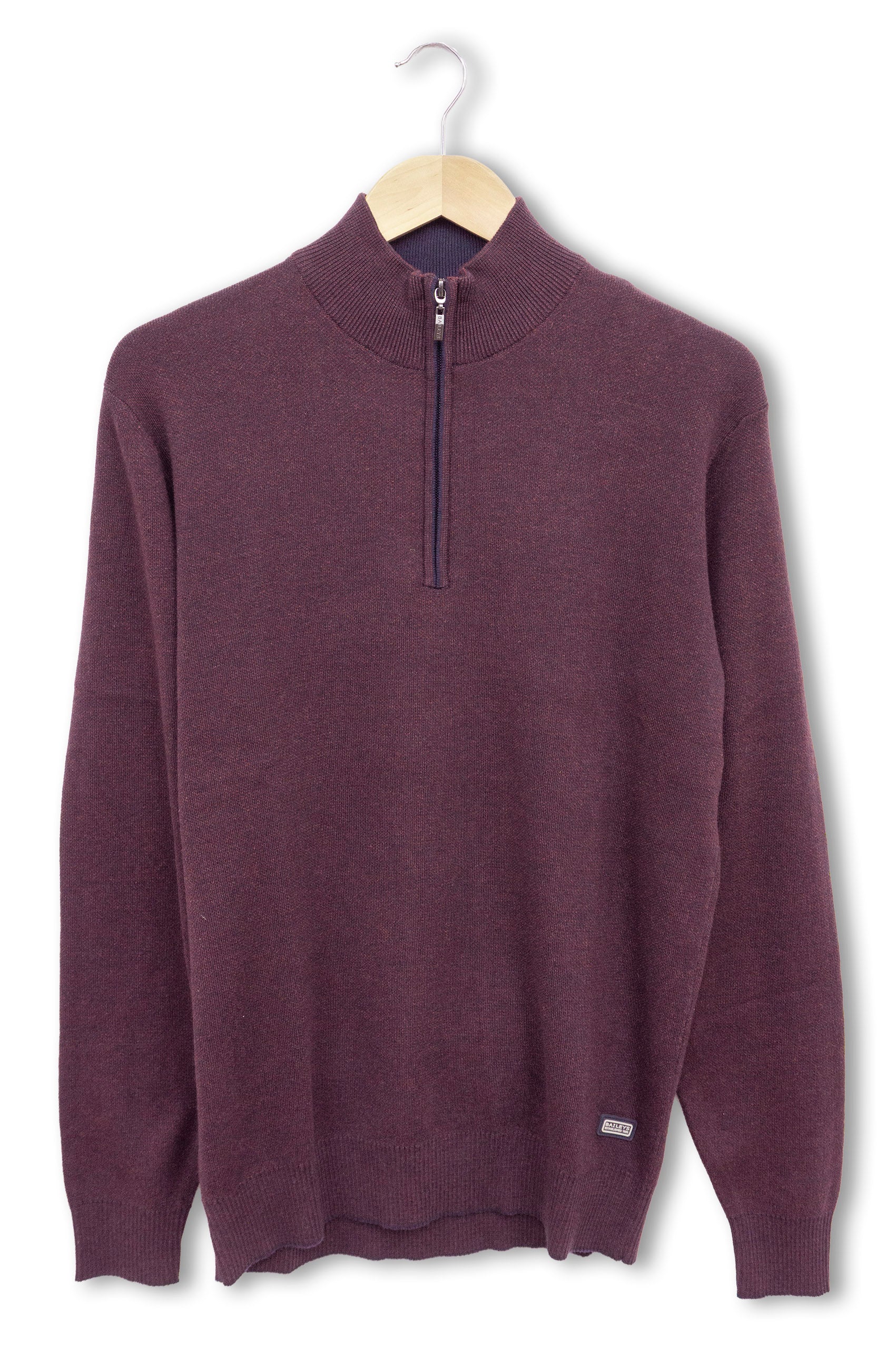 Baileys Quarter Zip Cotton Knit Sweatshirt - Deep Mauve