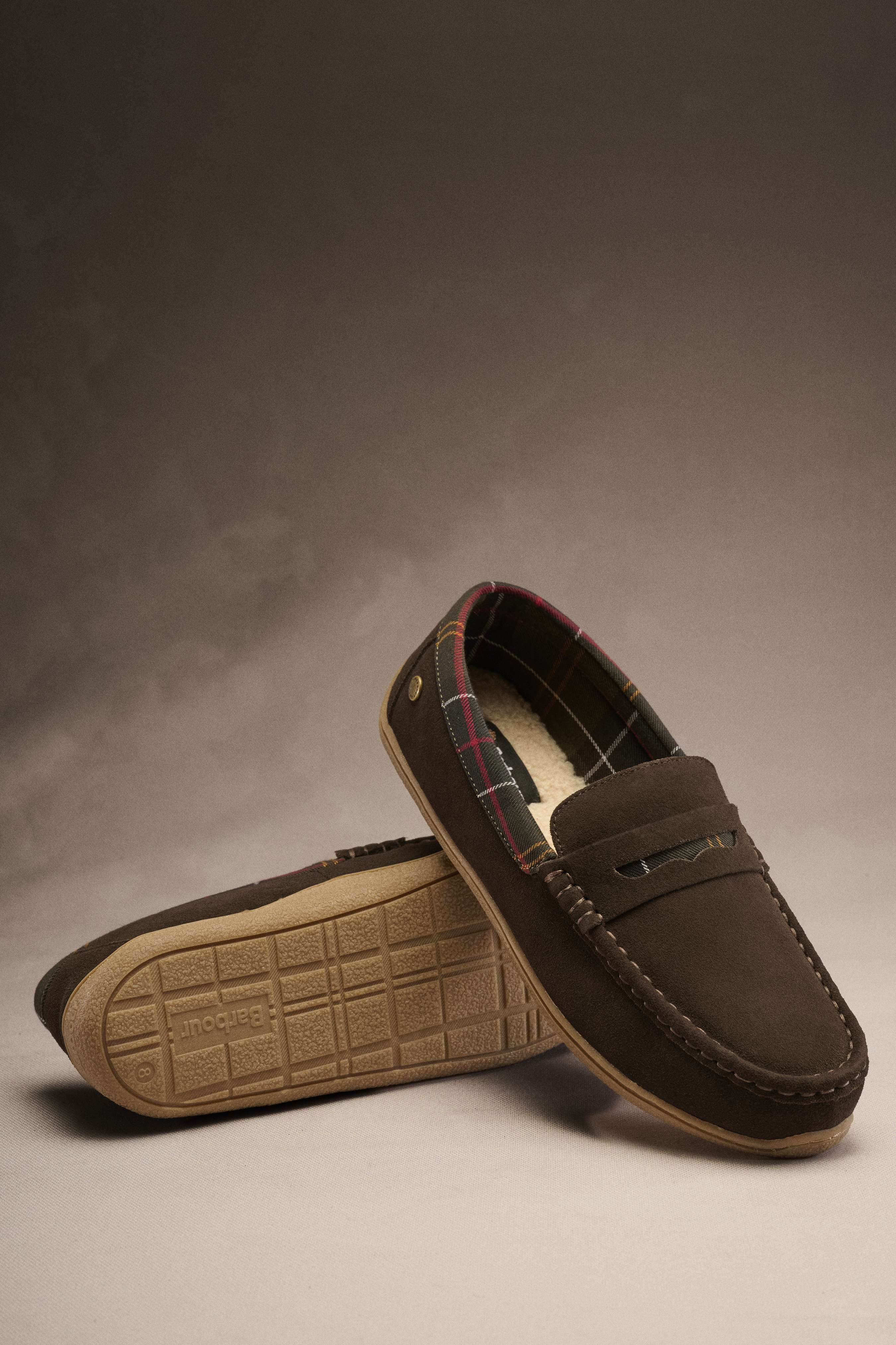Barbour Albert Slipper - Brown Suede