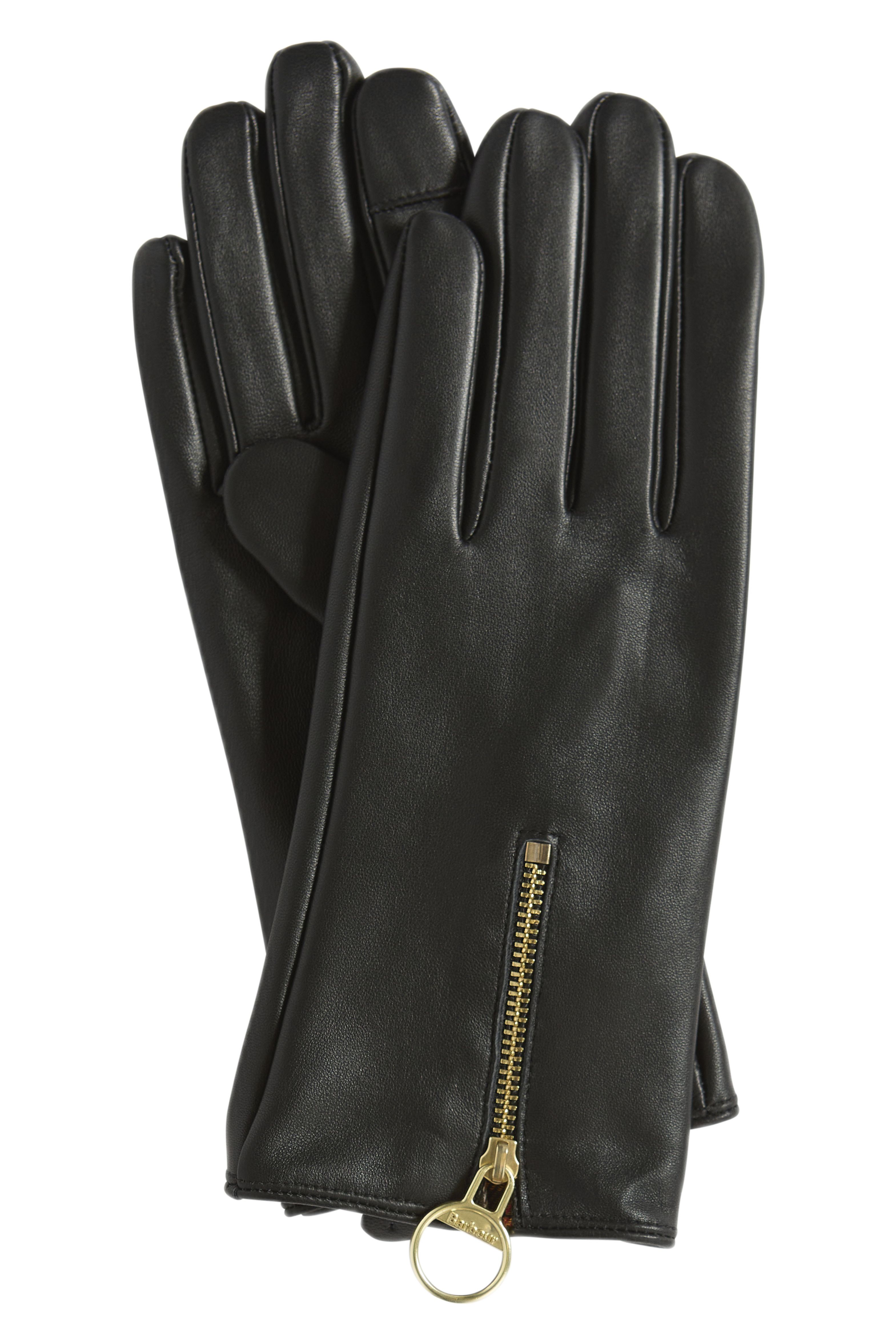 Barbour Arlene Leather Gloves - Black/Classic