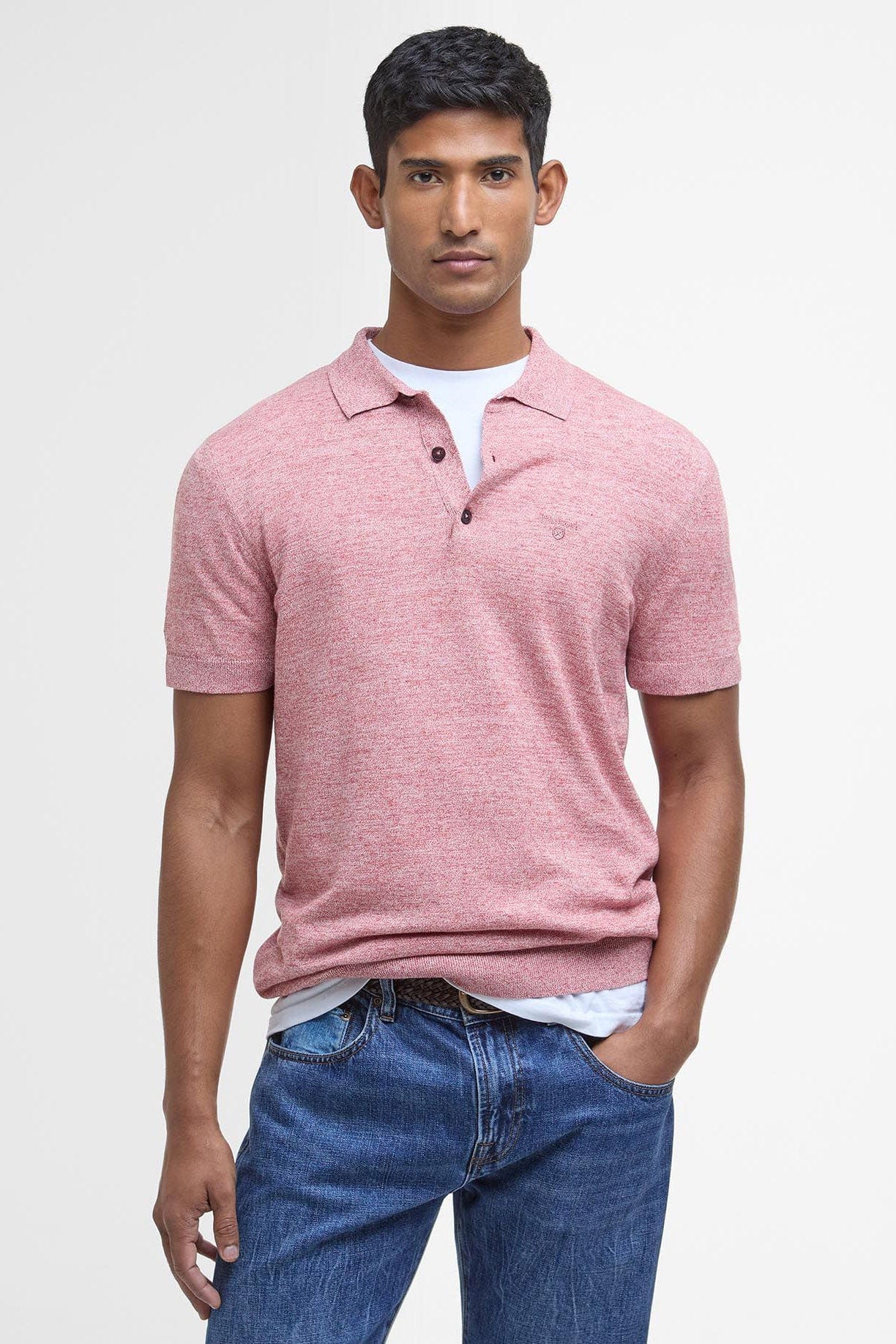 Barbour Buston Knitted Polo - Red Spice