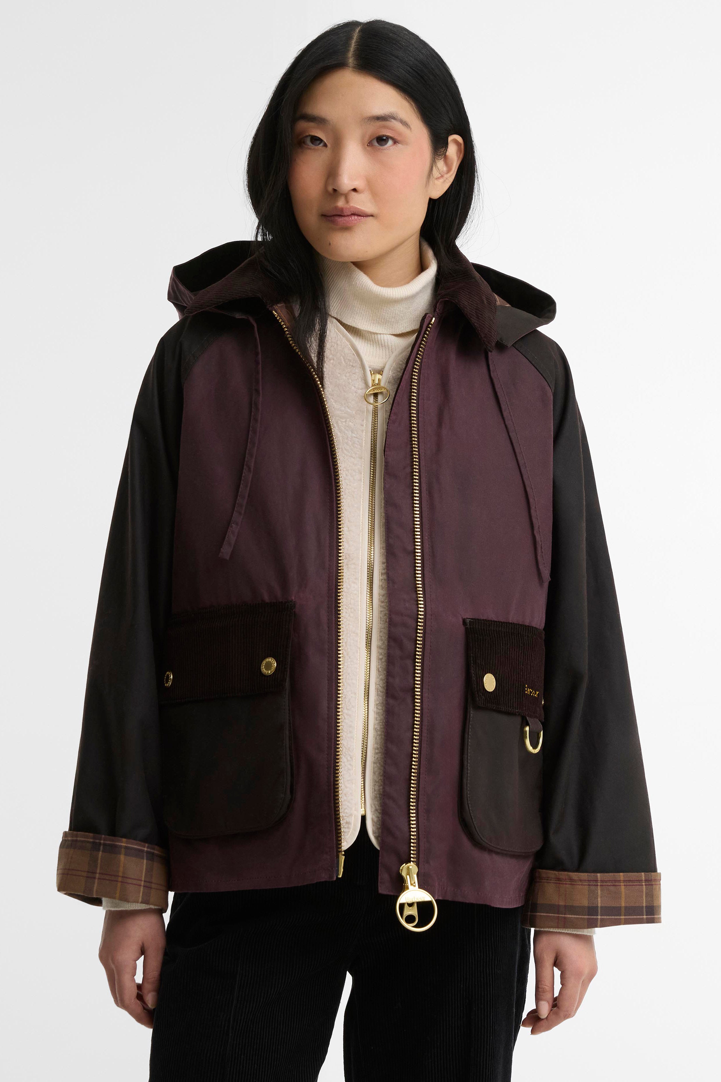 Barbour Carville Wax Jacket - Rustic/Bordeaux/Muted