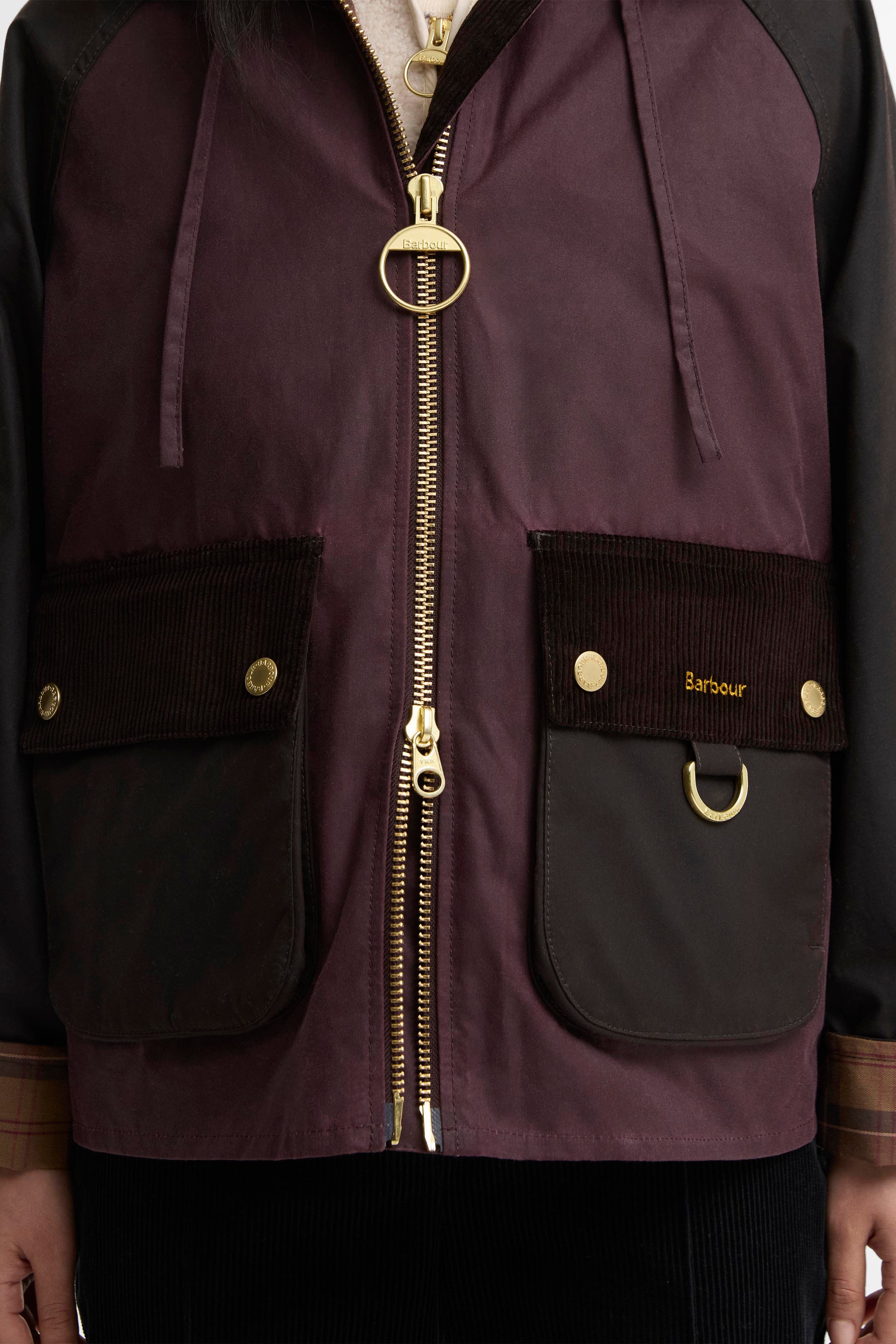 Barbour Carville Wax Jacket - Rustic/Bordeaux/Muted