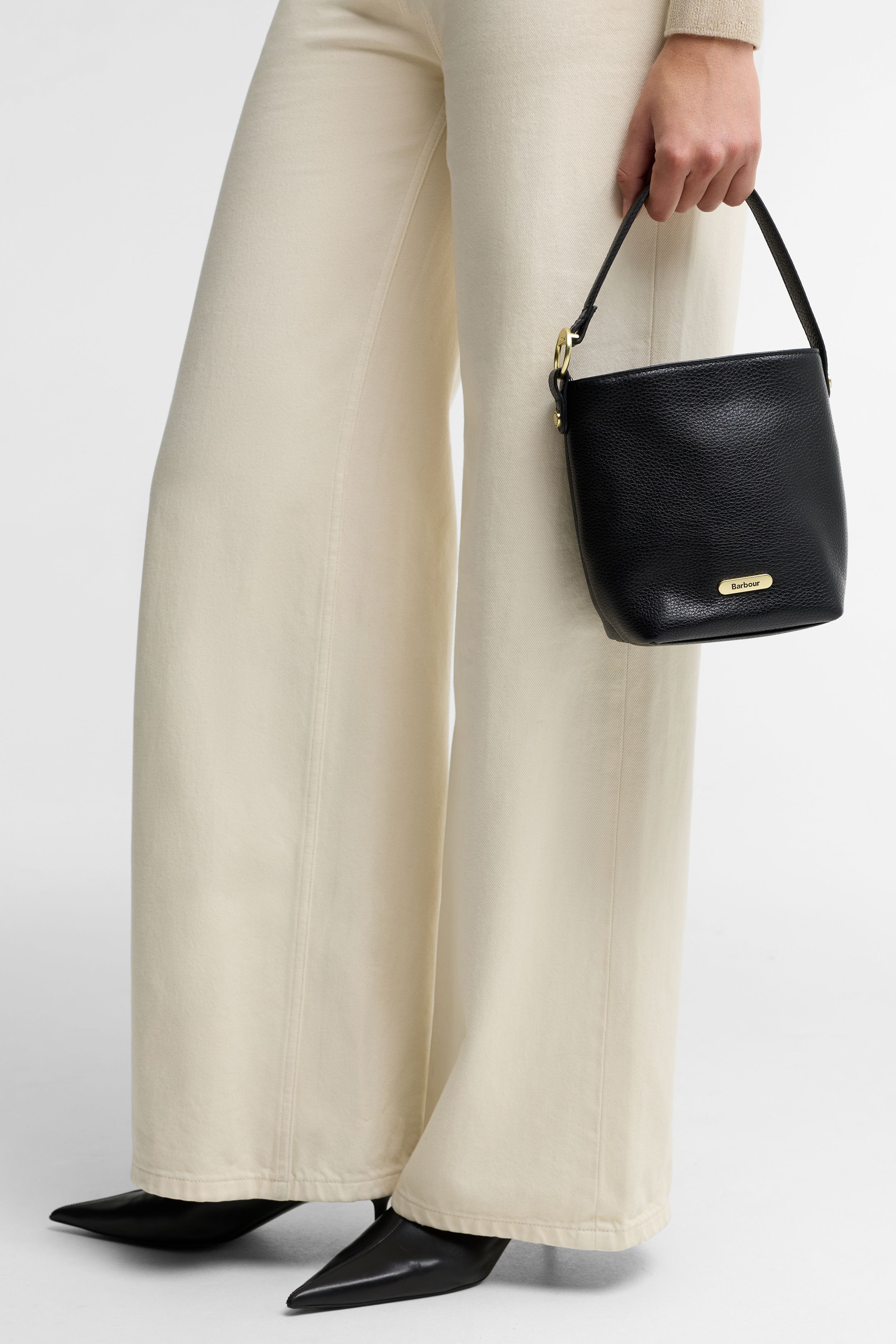 Barbour Cedar Leather Mini Bucket Bag - Black LBA0549_BK11_OS