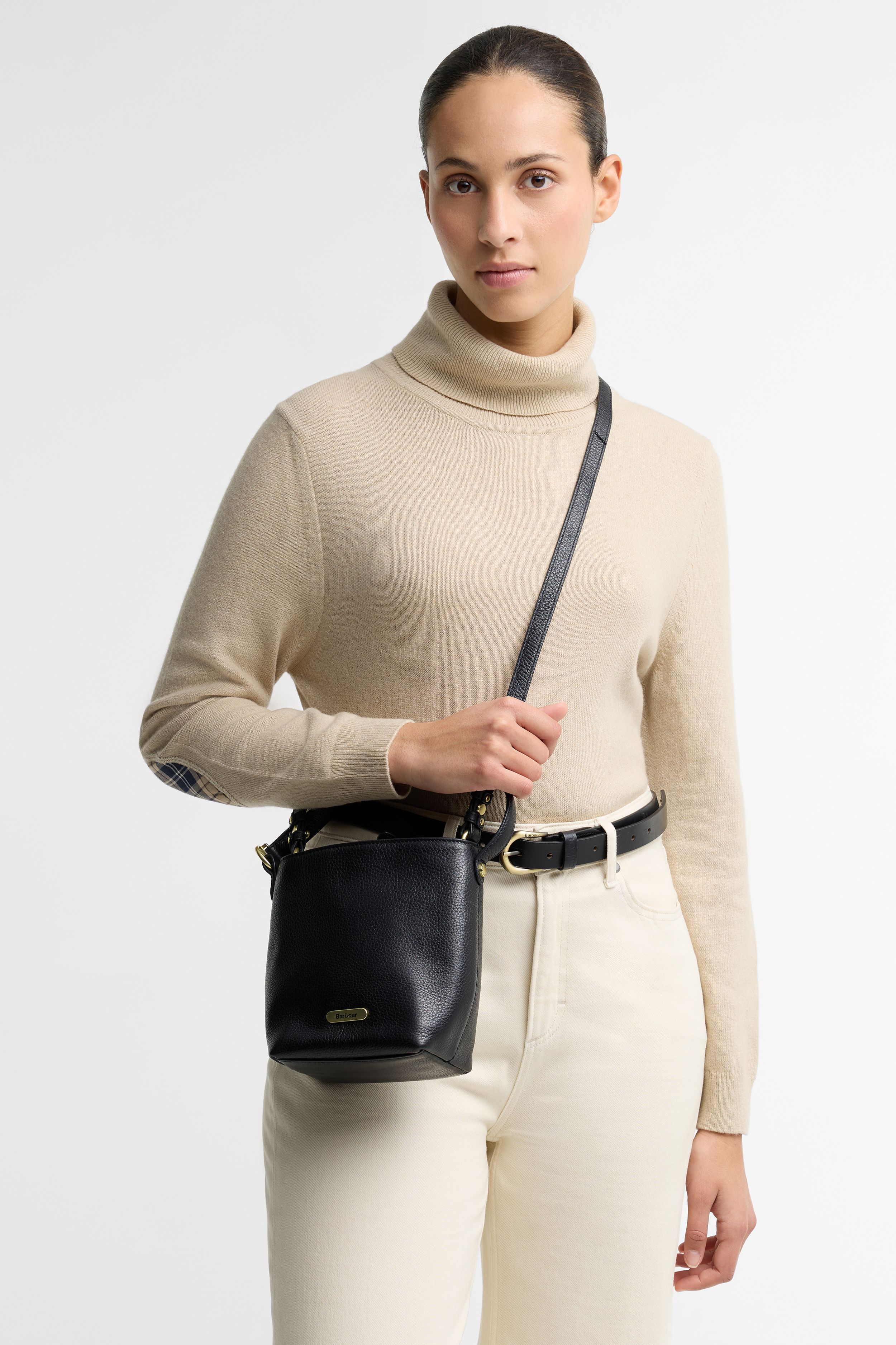 Barbour Cedar Leather Mini Bucket Bag - Black LBA0549_BK11_OS