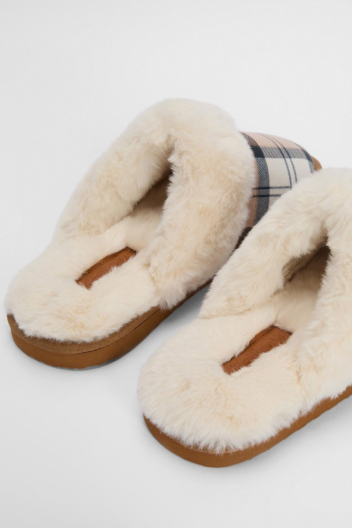 Barbour Claudia Tartan Mule Slippers - Hessian Tartan