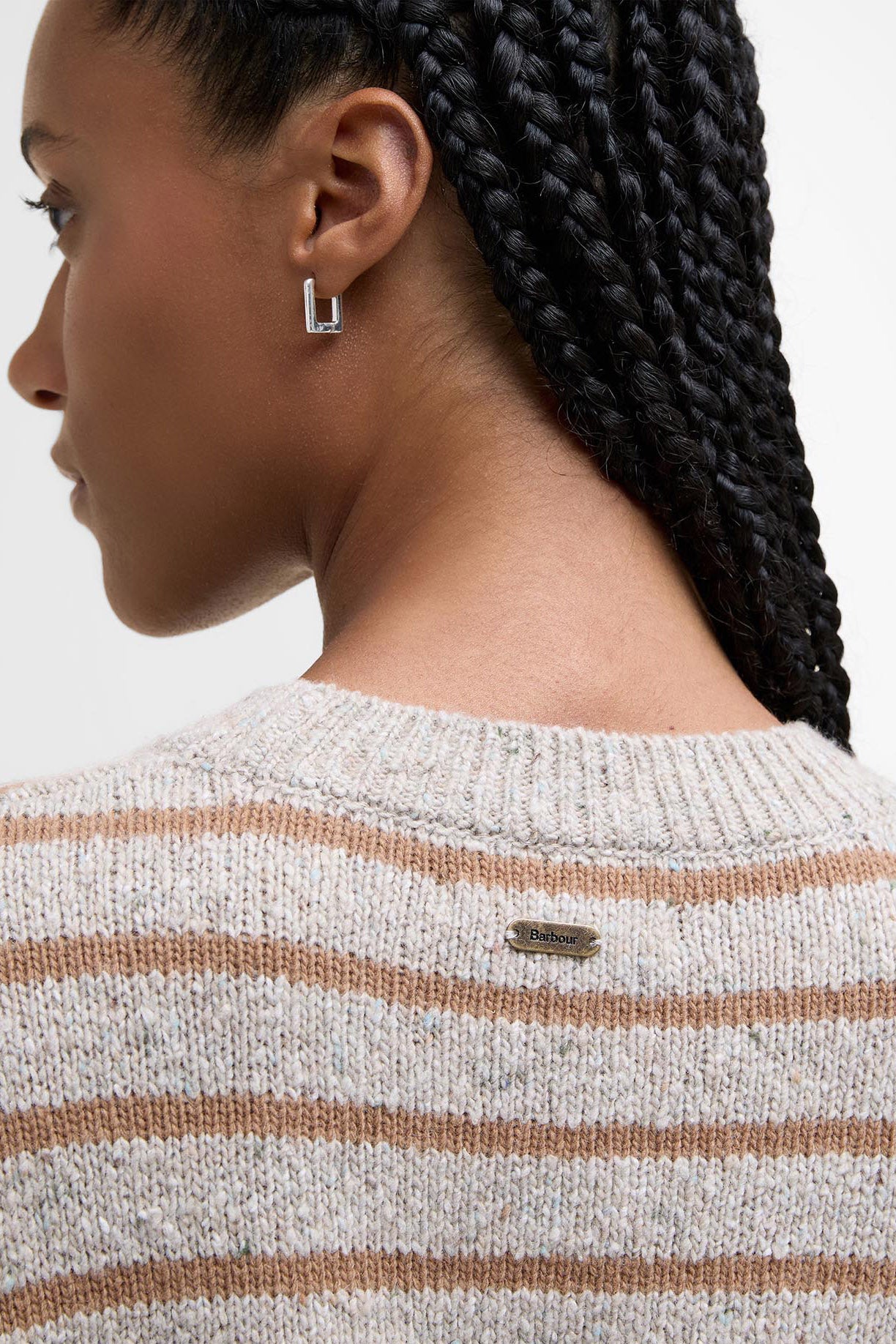 Barbour Claydon Striped Crew Neck Jumper - Oatmeal Stripe