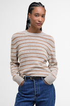 Barbour Claydon Striped Crew Neck Jumper - Oatmeal Stripe
