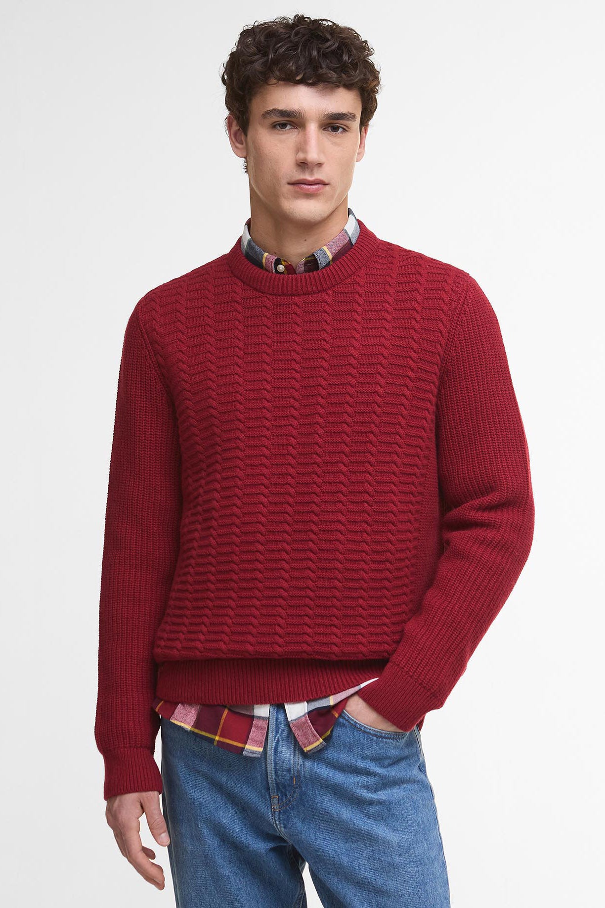 Barbour Cleveland Crew Neck Jumper - Biking Red