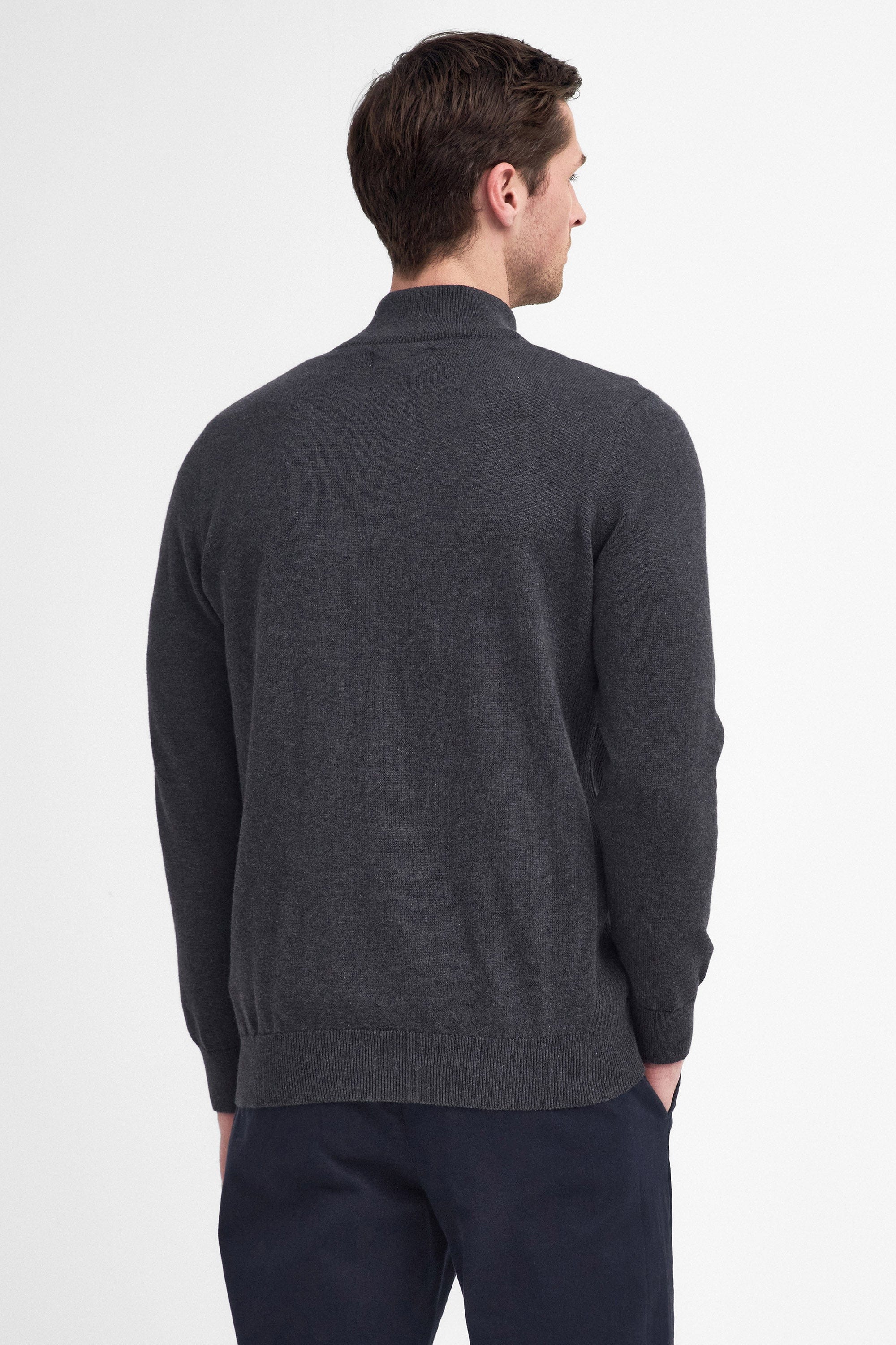 Barbour Cotton Half Zip Knitted Jumper - Charcoal