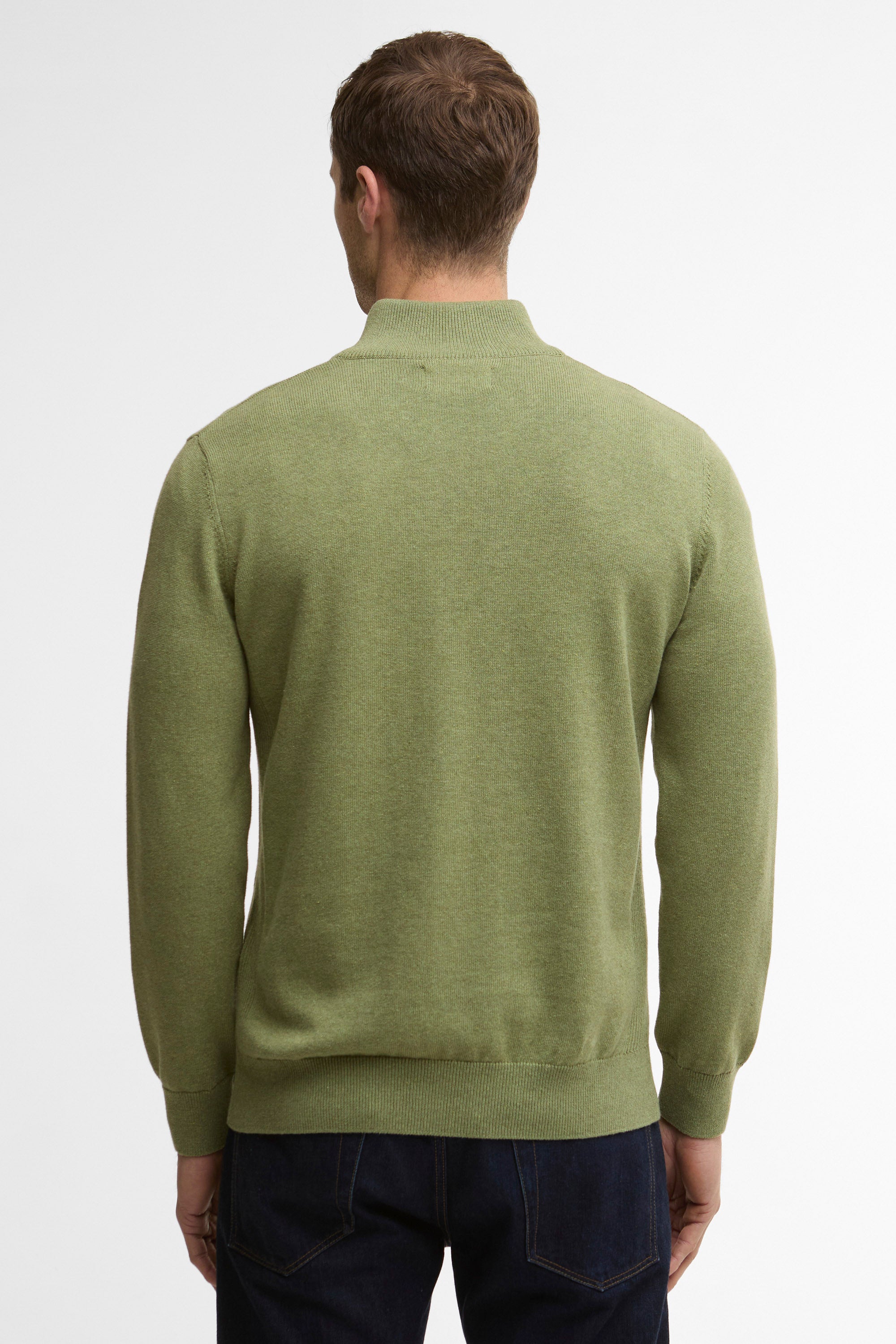 Barbour Cotton Half Zip Knitted Jumper - Laurel Green