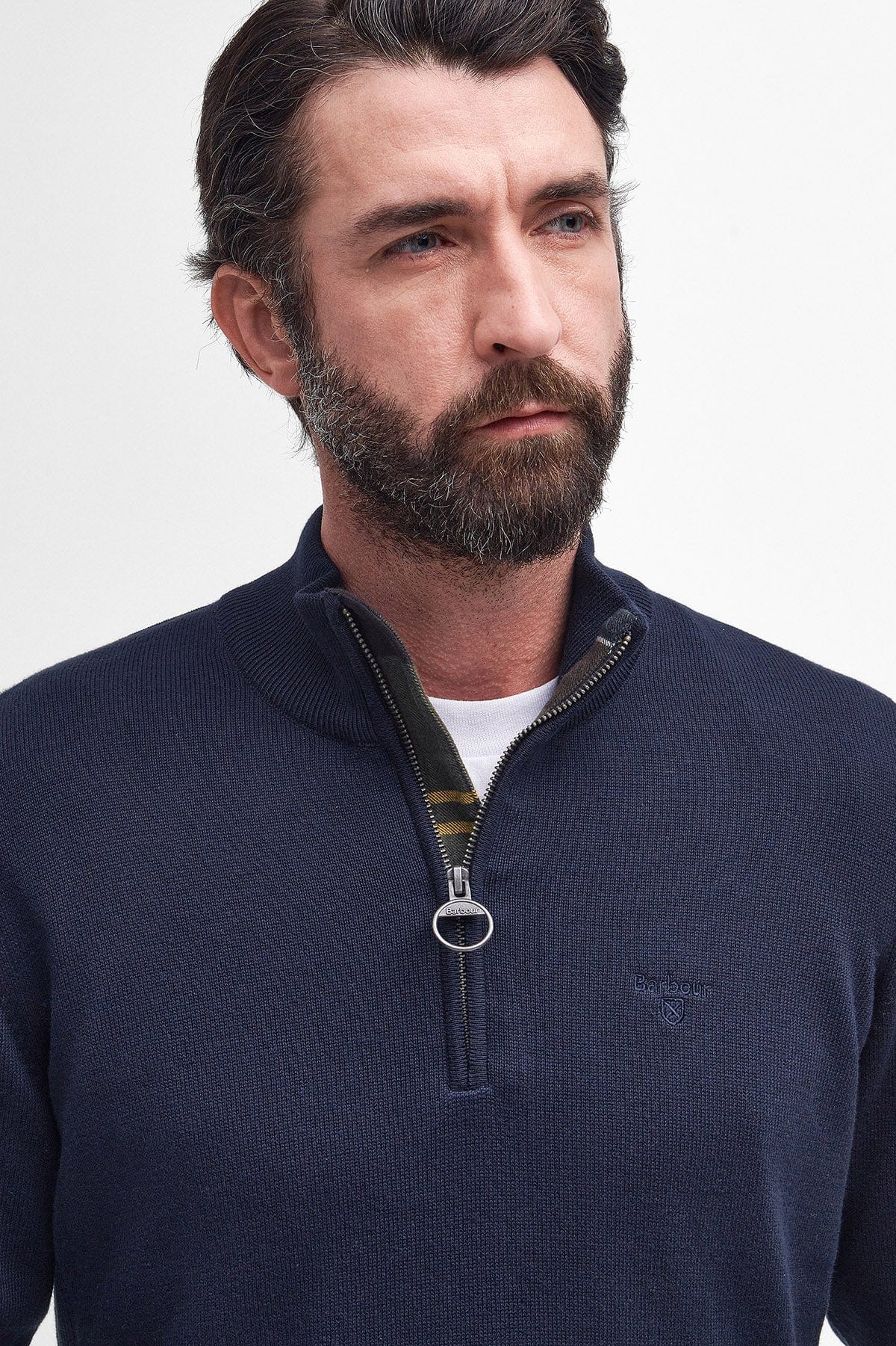 Barbour Cotton Half Zip Knitted Jumper - Navy