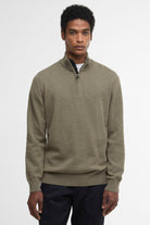 Barbour Cotton Half Zip Knitted Jumper - Smokey Olive