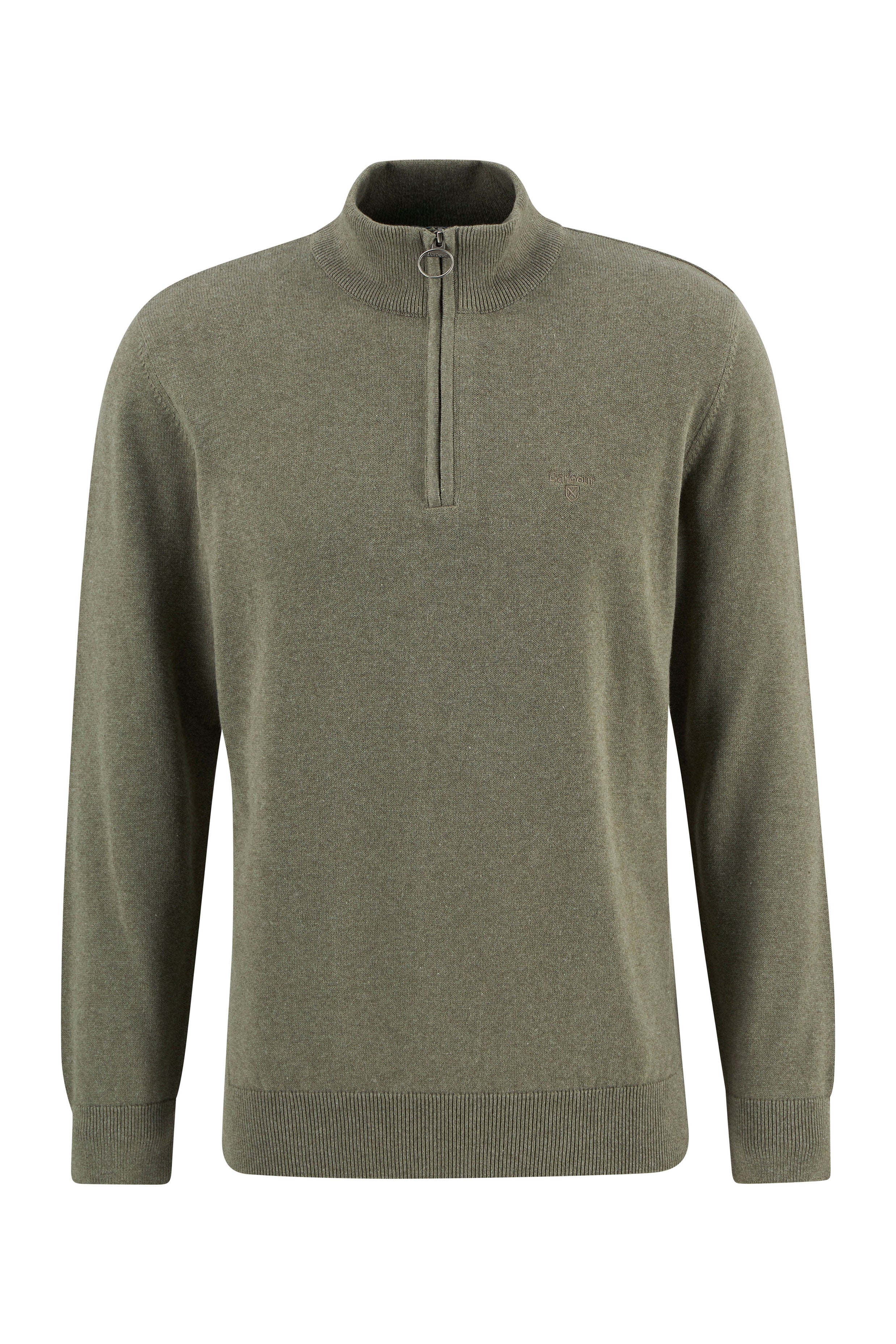 Barbour Cotton Half Zip Knitted Jumper - Smokey Olive