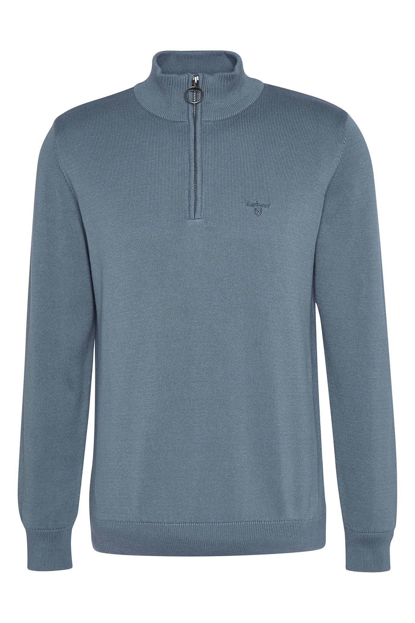 Barbour Cotton Half Zip Knitted Jumper - Vintage Teal