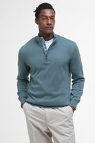 Barbour Cotton Half Zip Knitted Jumper - Vintage Teal