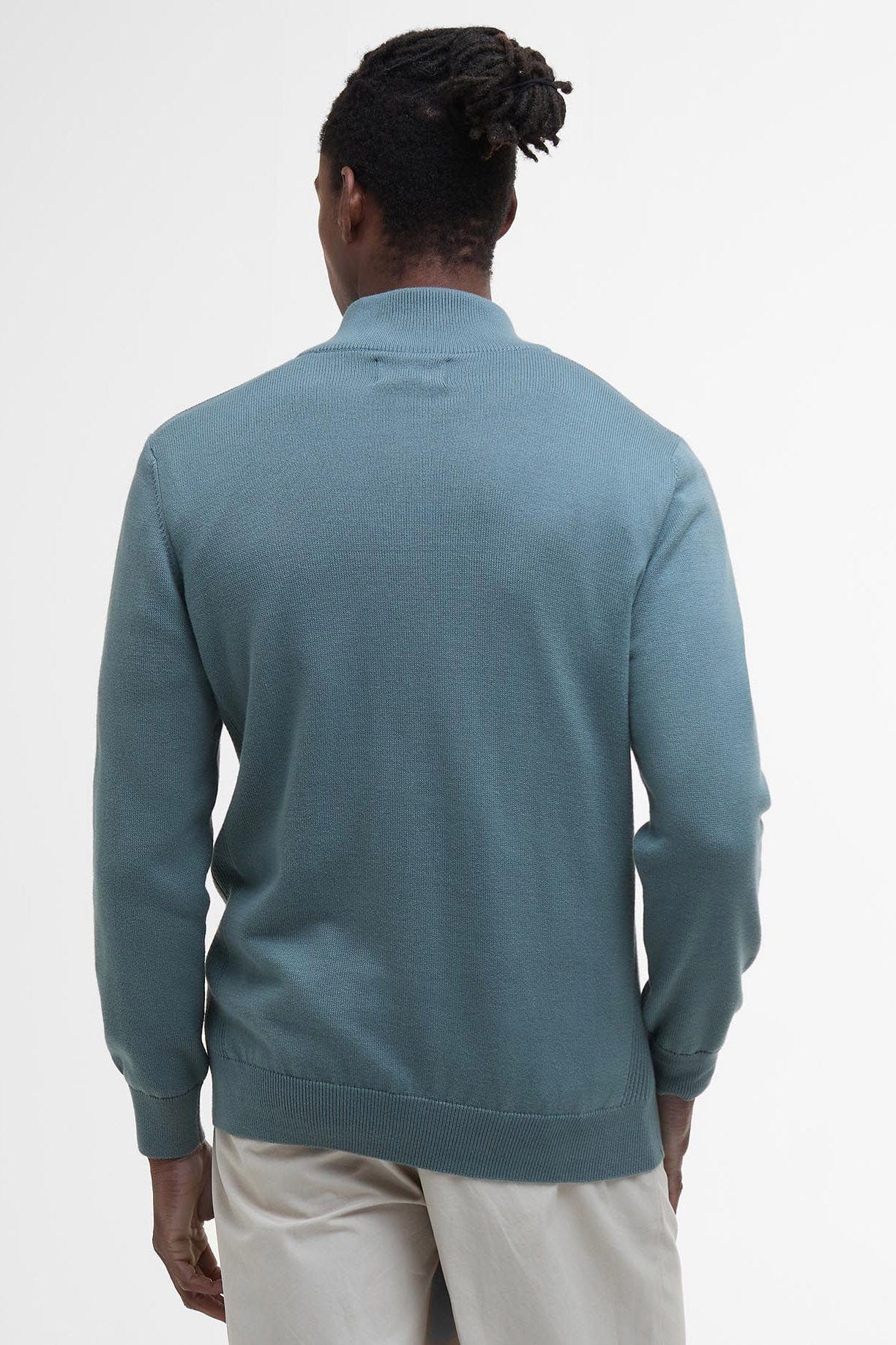 Barbour Cotton Half Zip Knitted Jumper - Vintage Teal
