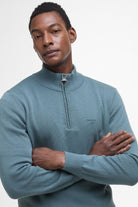 Barbour Cotton Half Zip Knitted Jumper - Vintage Teal